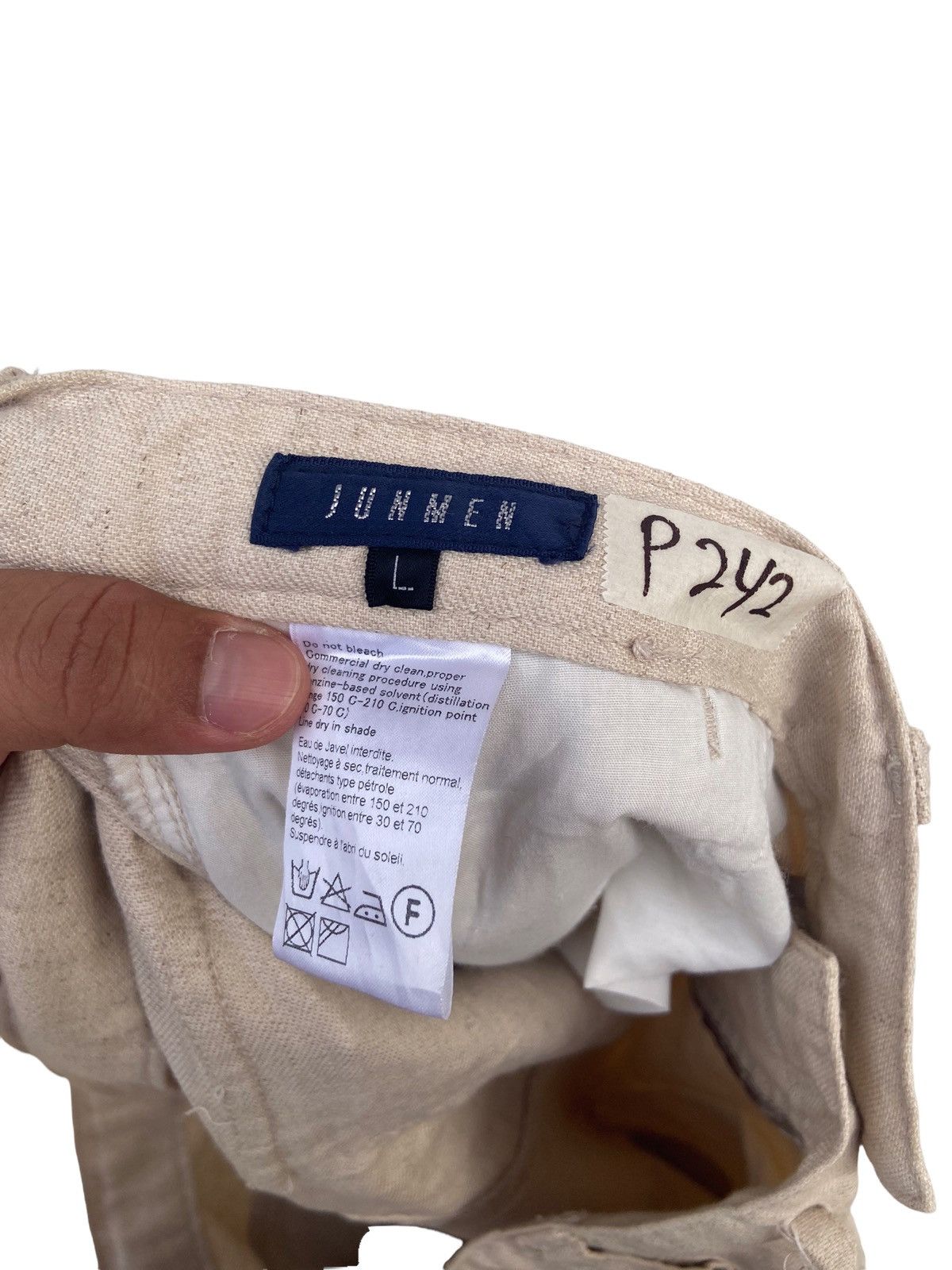 Designer JUNMEN DRAWSTRING LINENBLEND KARGO PANT Size US 34 / EU 50 - 9 Thumbnail