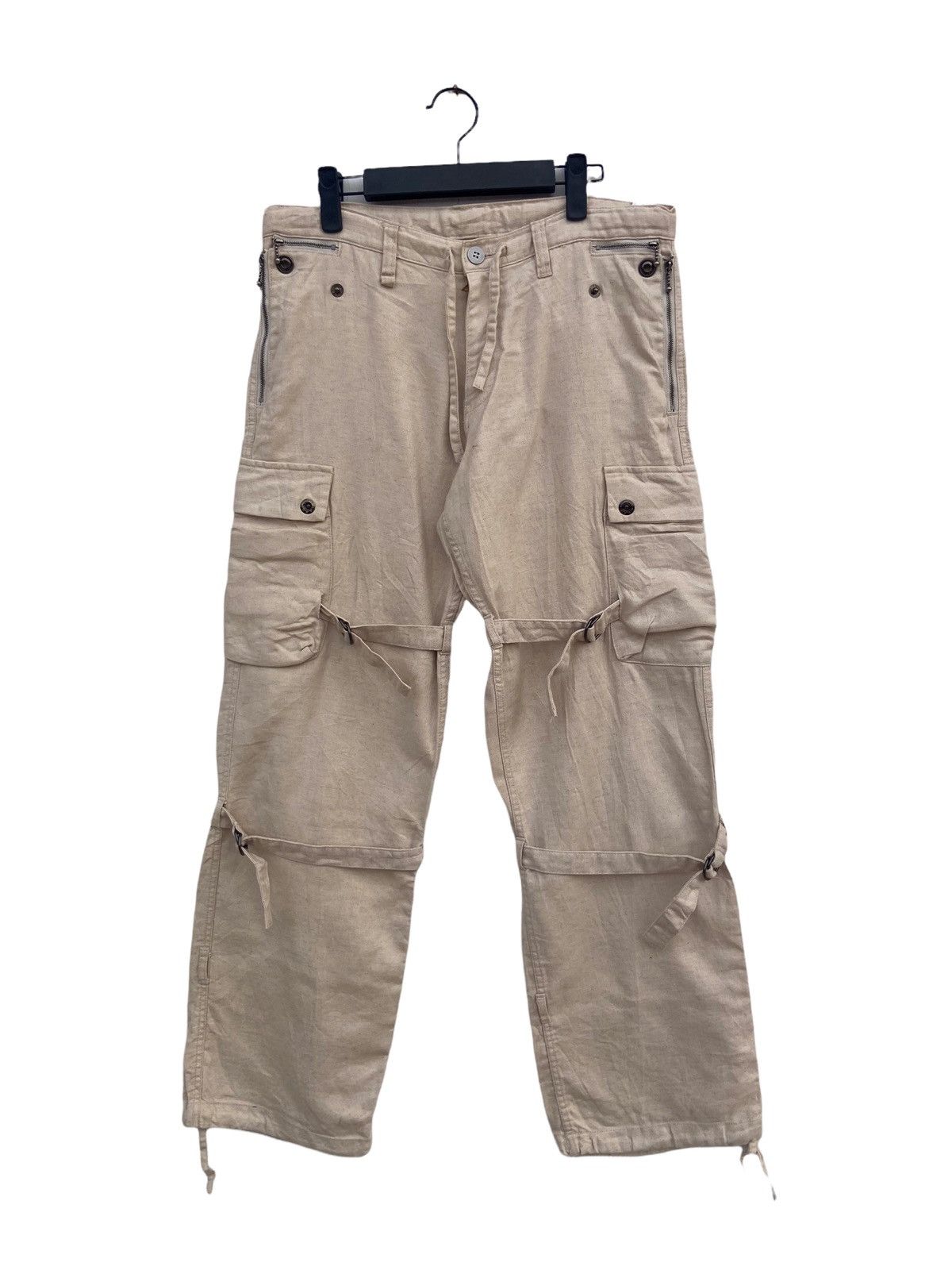 Designer JUNMEN DRAWSTRING LINENBLEND KARGO PANT Size US 34 / EU 50 - 2 Thumbnail
