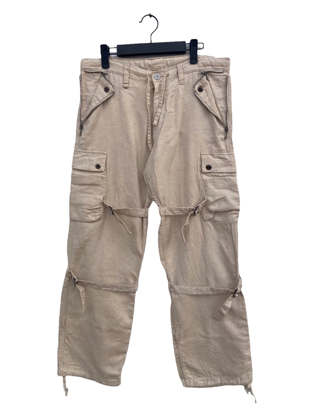 Designer JUNMEN DRAWSTRING LINENBLEND KARGO PANT Size US 34 / EU 50 - 1 Thumbnail