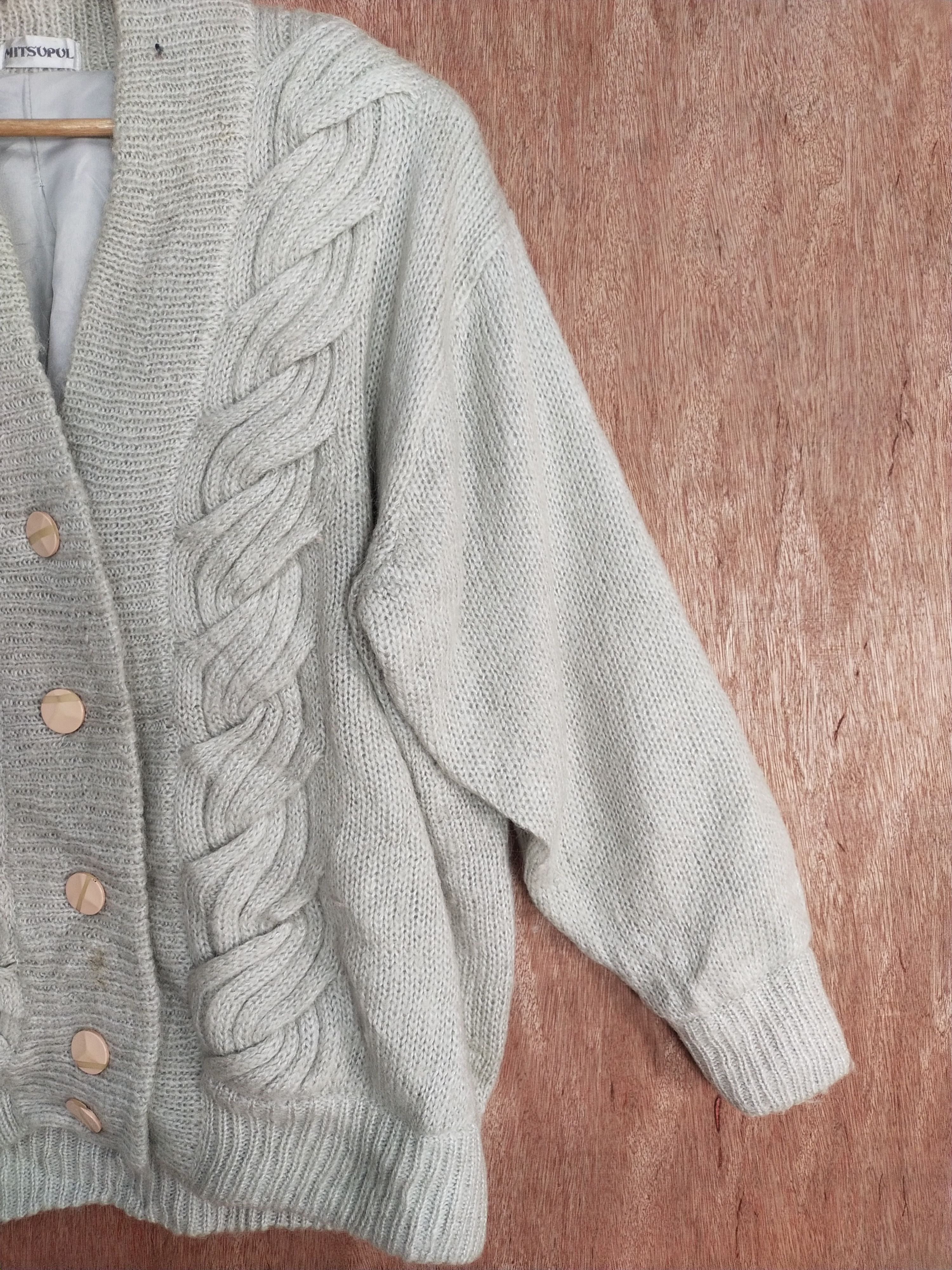 Vintage Mitsupul japan gray cardigan cable knitwear #S063 Size US XL / EU 56 / 4 - 7 Thumbnail