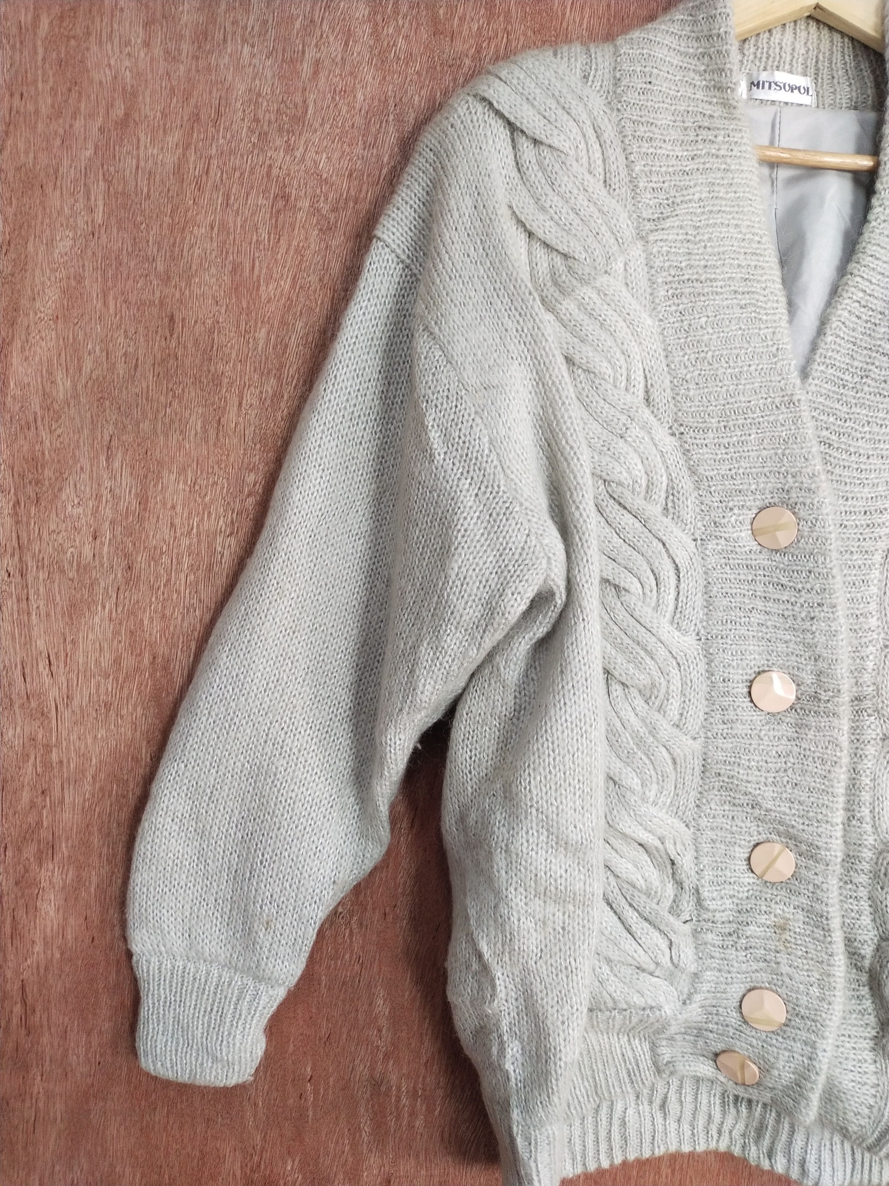 Vintage Mitsupul japan gray cardigan cable knitwear #S063 Size US XL / EU 56 / 4 - 5 Thumbnail