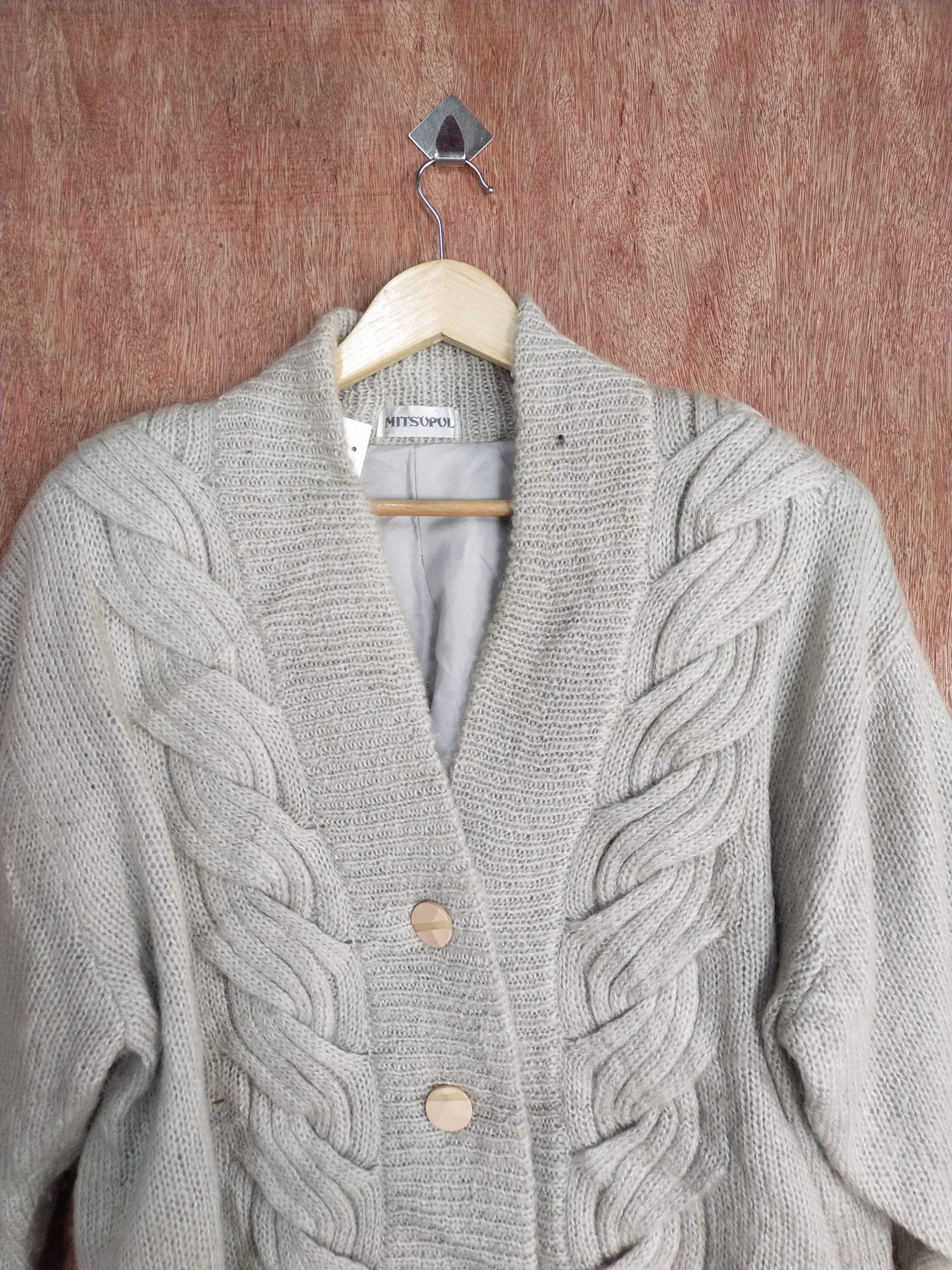Vintage Mitsupul japan gray cardigan cable knitwear #S063 Size US XL / EU 56 / 4 - 2 Thumbnail