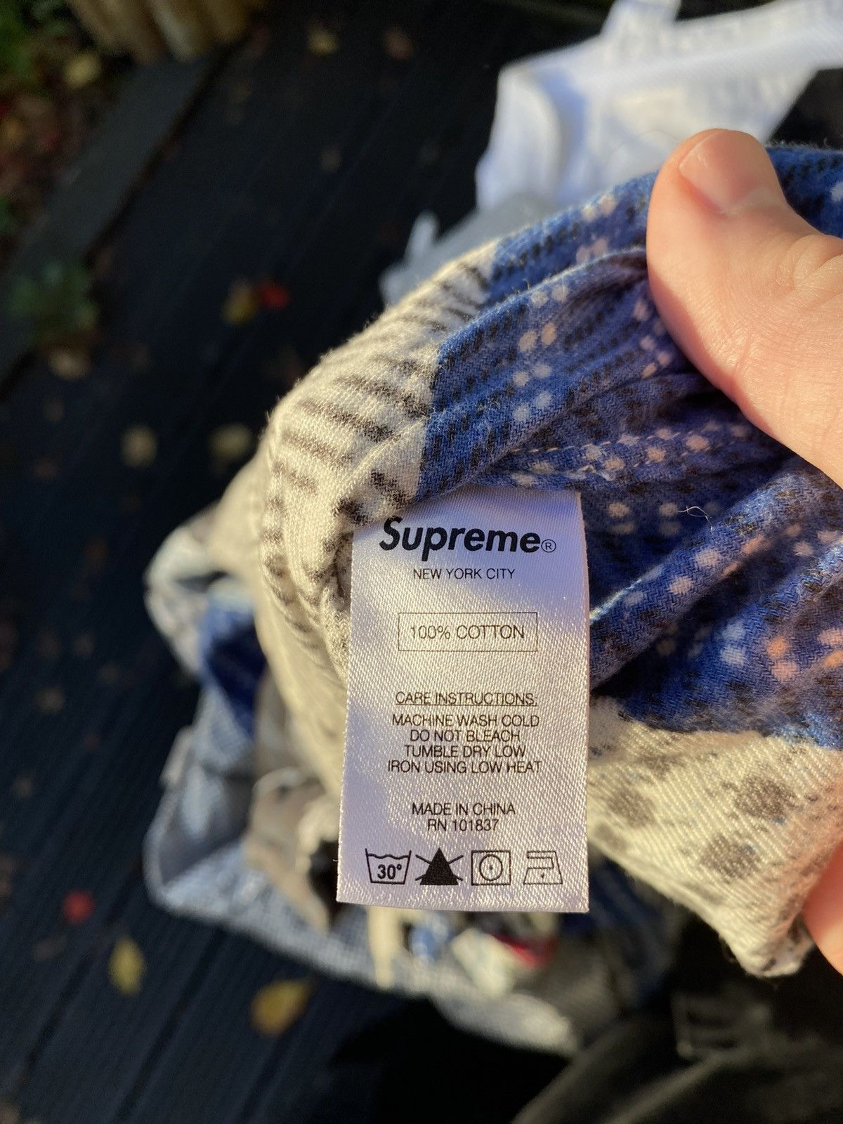 Supreme FW15 Supreme Printed Patchwork Flannel Shirt, Navy, Size L Size US L / EU 52-54 / 3 - 5 Thumbnail