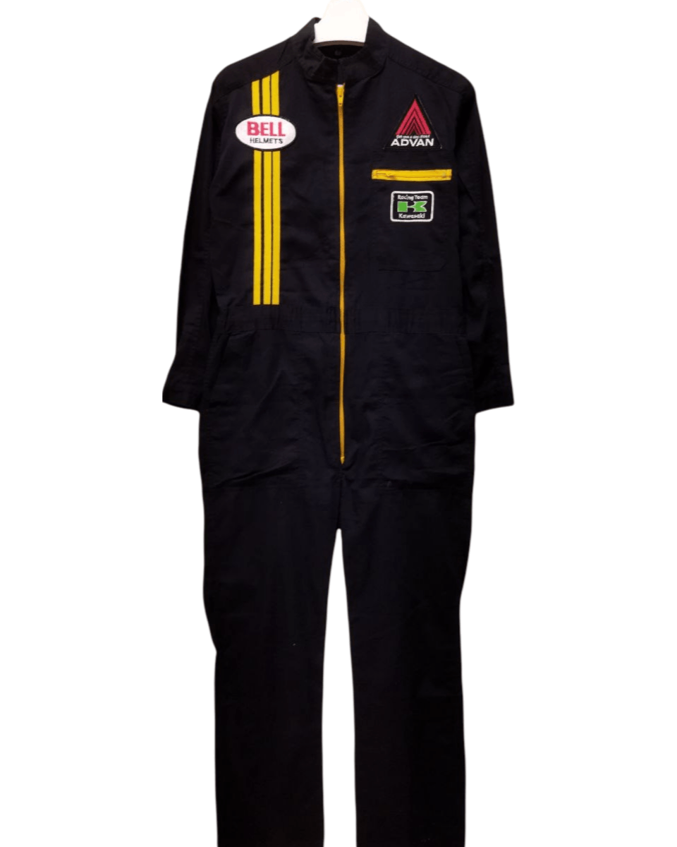 Japanese Brand Vintage Bell Helmets Kawasaki Racing Team Coveralls Size US 34 / EU 50 - 1 Thumbnail