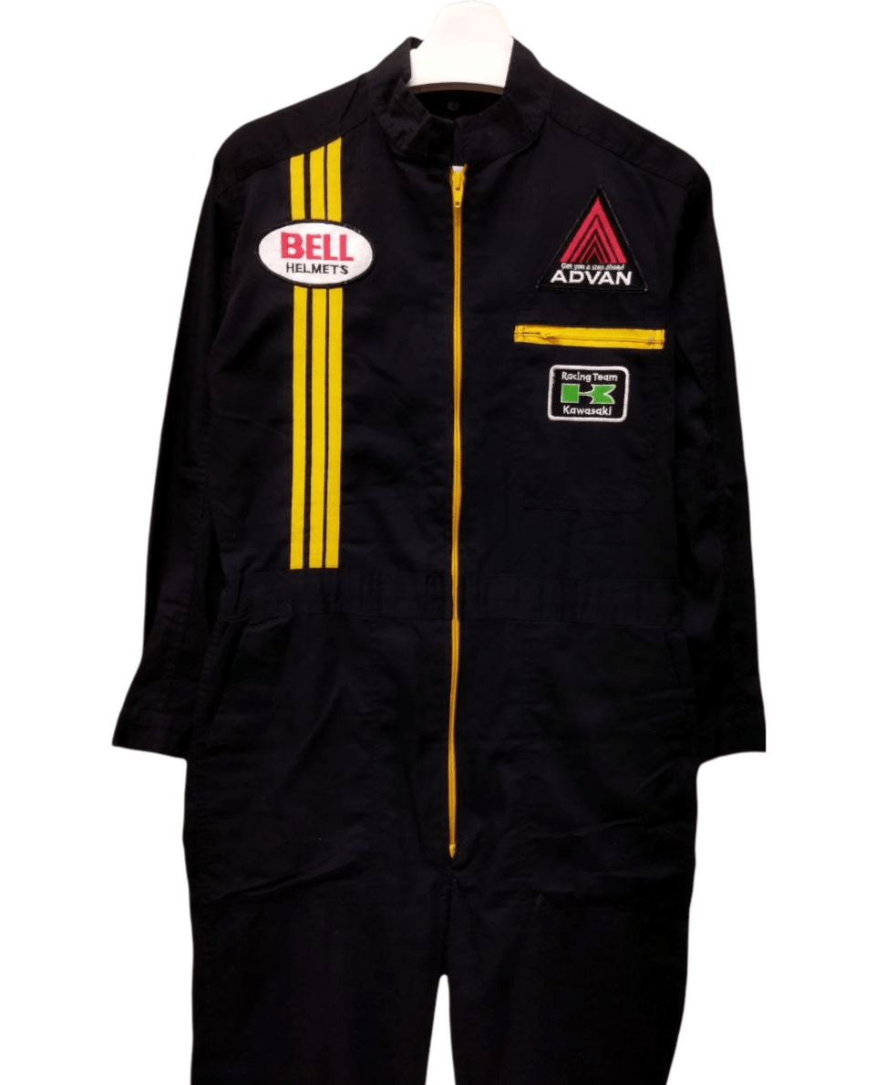 Japanese Brand Vintage Bell Helmets Kawasaki Racing Team Coveralls Size US 34 / EU 50 - 2 Thumbnail