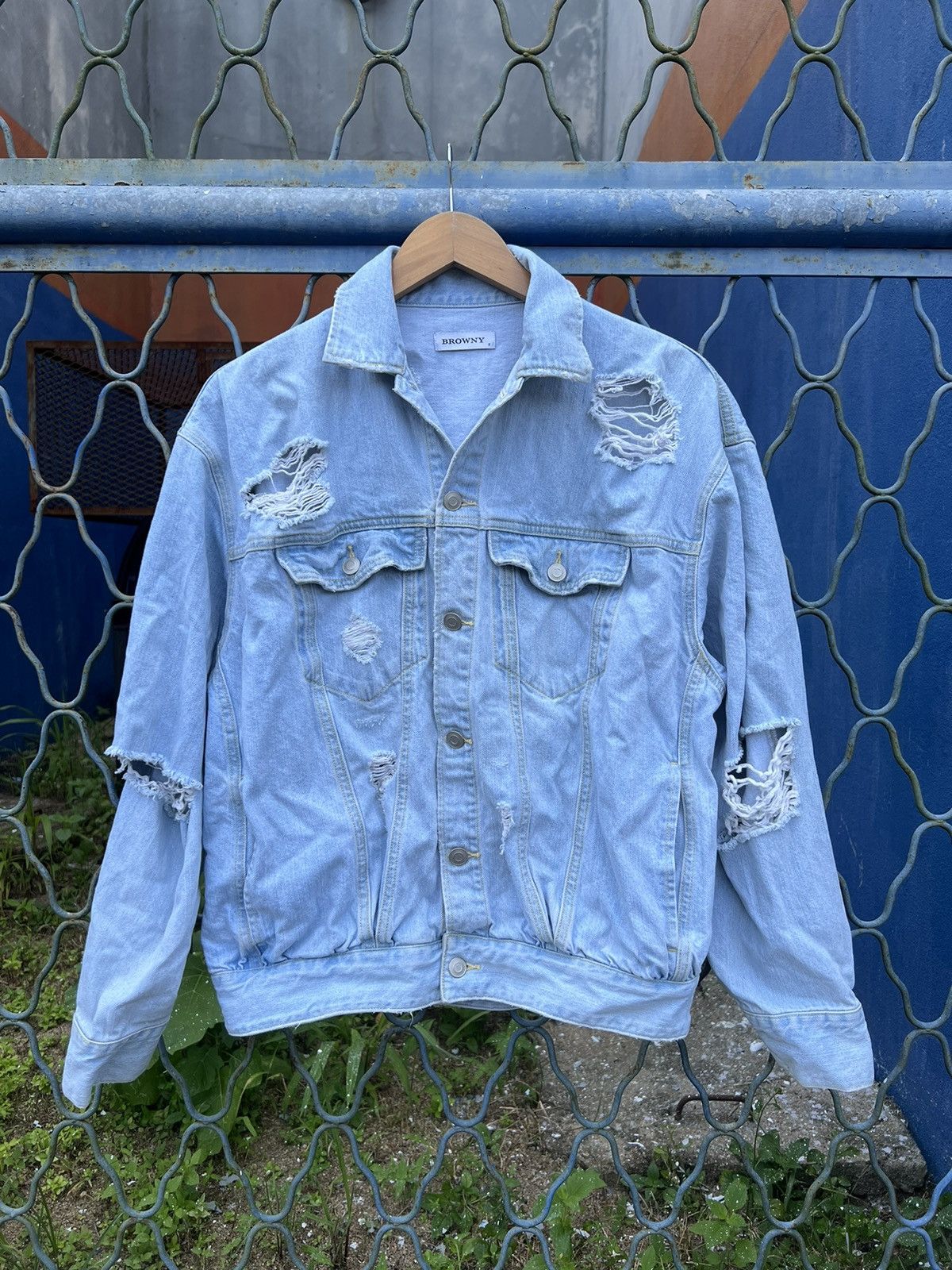 Japanese Brand × Vintage Vintage Browny Distressed Denim Jaket Size US L / EU 52-54 / 3 - 1 Thumbnail