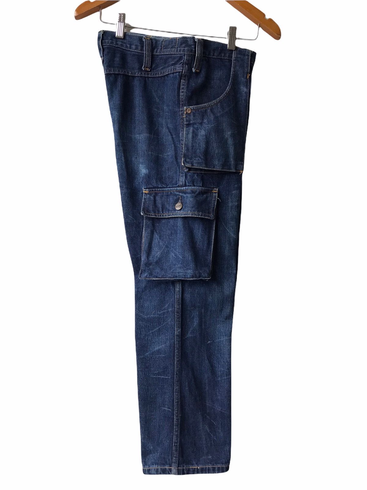 Vintage WELDGIN Blue Cargo Denim Jeans Size US 30 / EU 46 - 2 Thumbnail