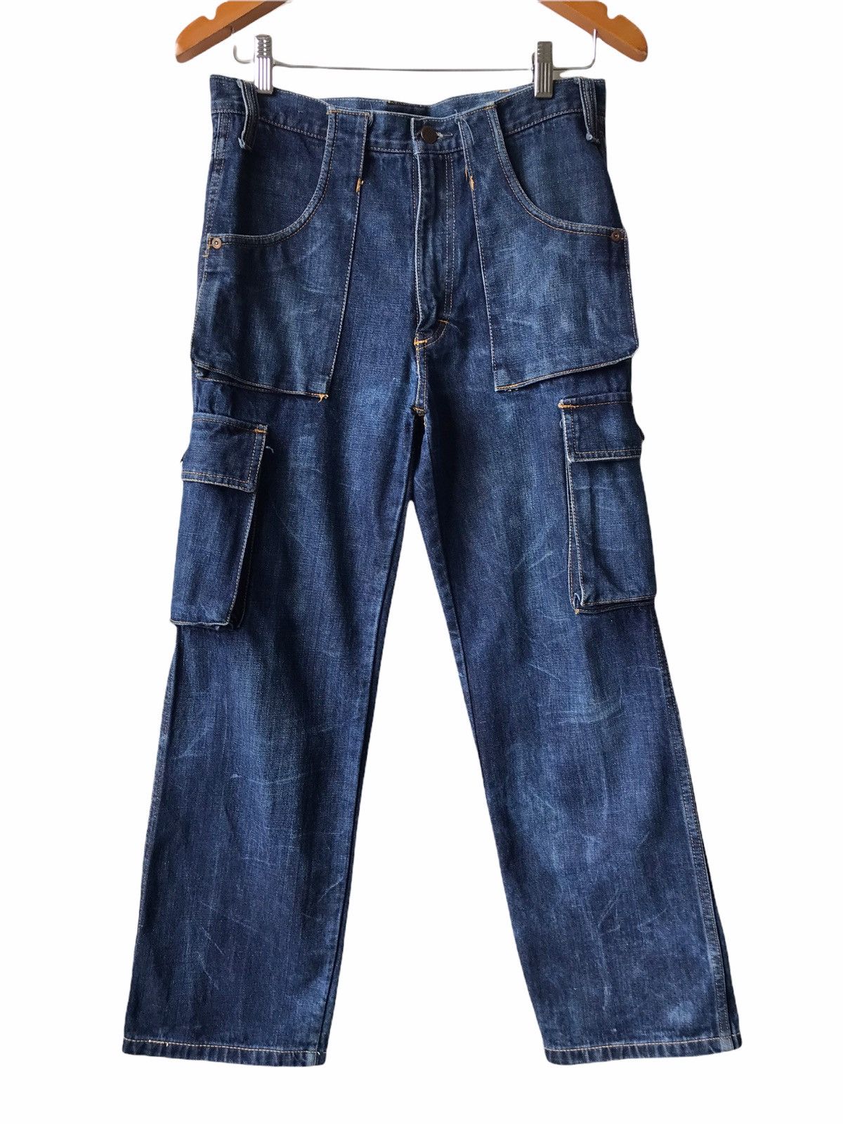 Vintage WELDGIN Blue Cargo Denim Jeans Size US 30 / EU 46 - 1 Thumbnail