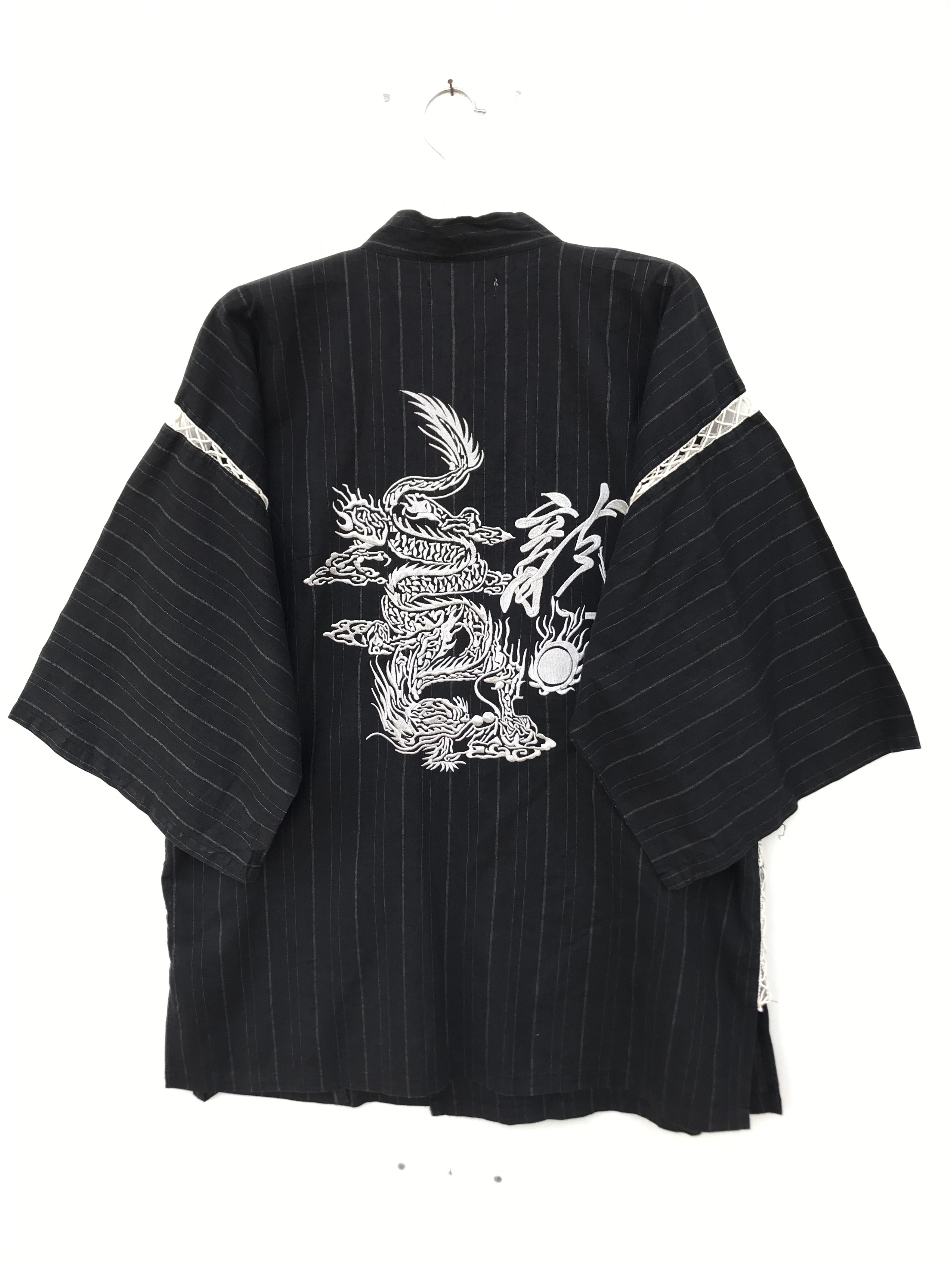 image of Kimono Japan Dragon Kimono Dragon Dragon Embroidery in Black, Men's (Size XL)