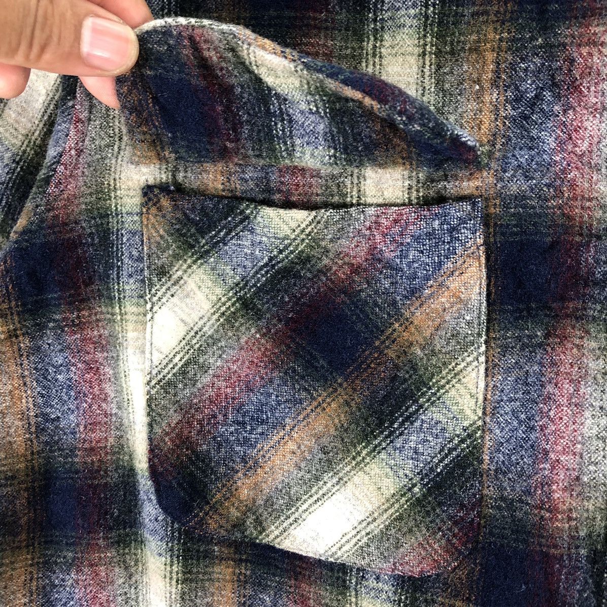 Pendleton Vintage 80's Pendleton Flannel Wool Shadow Plaid Flap Pocket Size US M / EU 48-50 / 2 - 9 Thumbnail