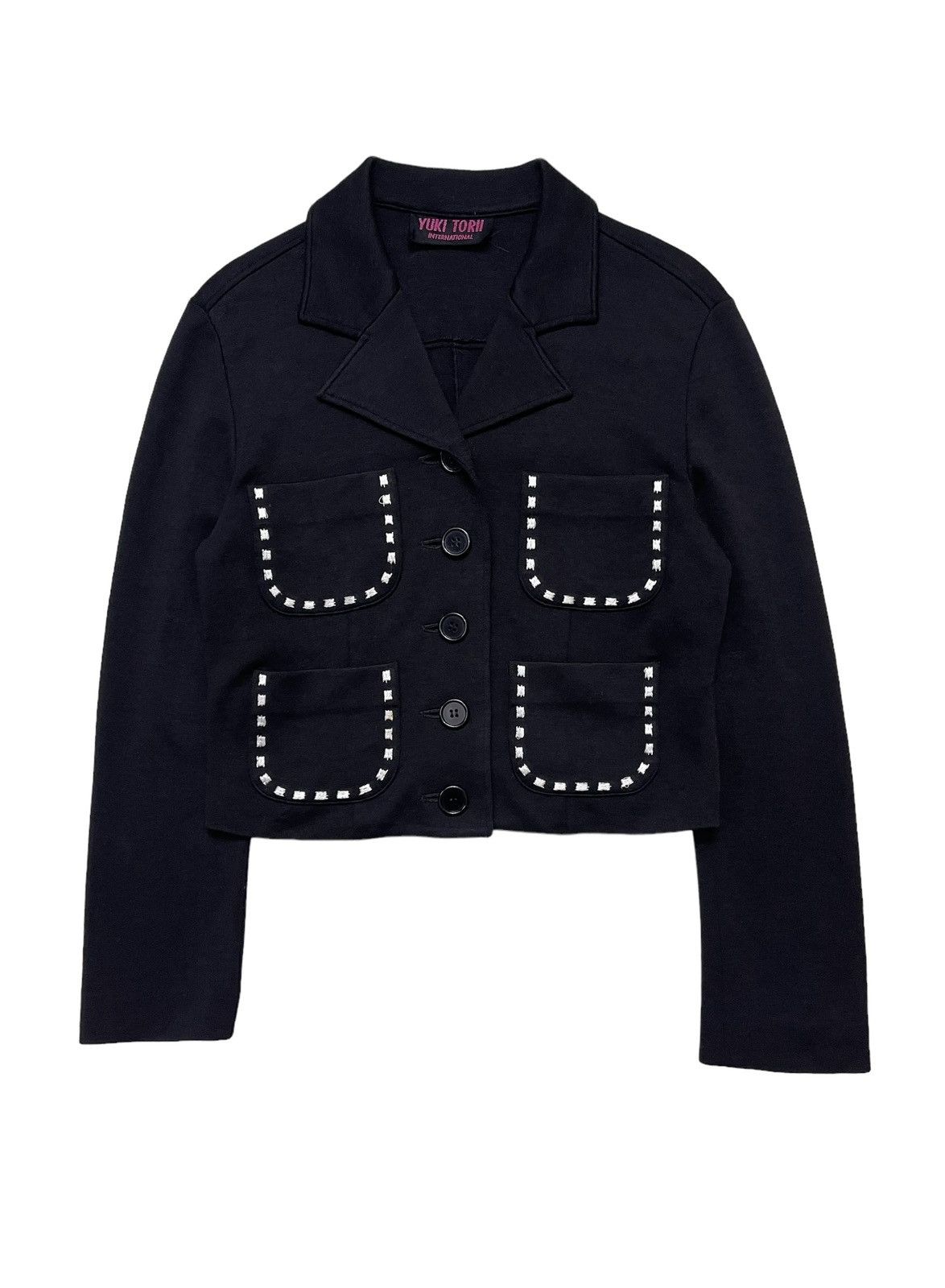 image of Designer Yuki Torii Cropped Jacket in Black, Women's (Size Small)