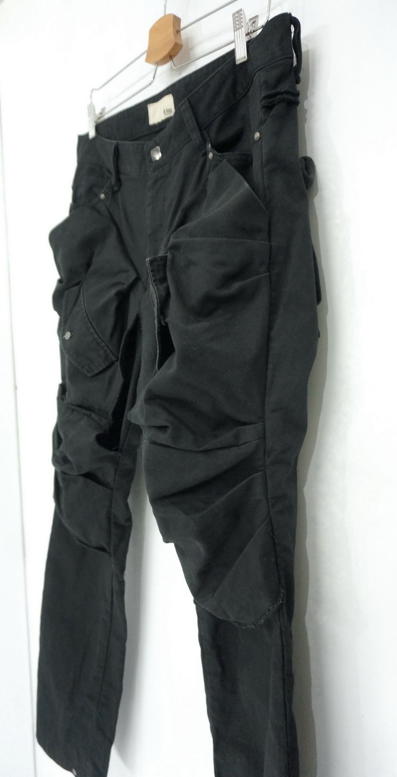 Japanese Brand DopeRare! SWING Japan Double Thigh Worn Faded Black Pants Size US 34 / EU 50 - 3 Thumbnail