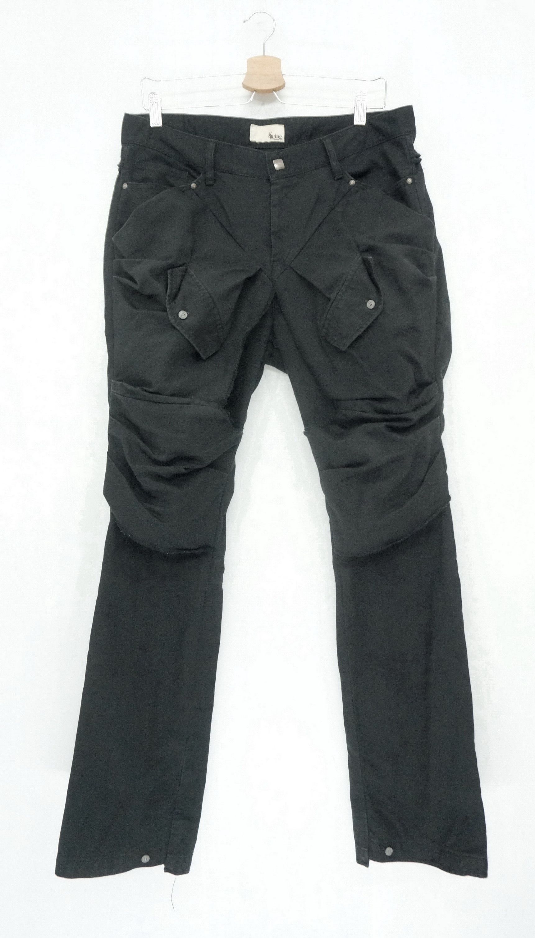 Japanese Brand DopeRare! SWING Japan Double Thigh Worn Faded Black Pants Size US 34 / EU 50 - 1 Thumbnail