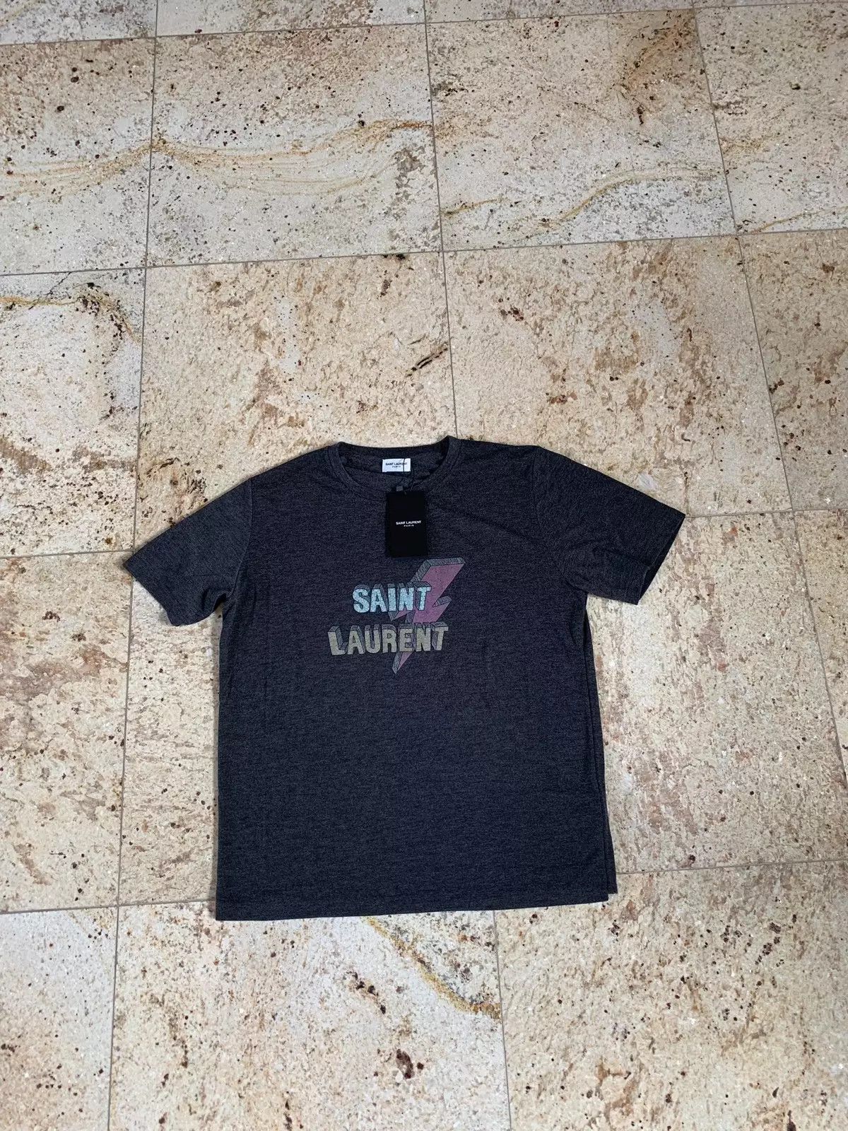 Saint Laurent Paris Lightning Logo Tee, SS Size US S / EU 44-46 / 1 - 1 Thumbnail