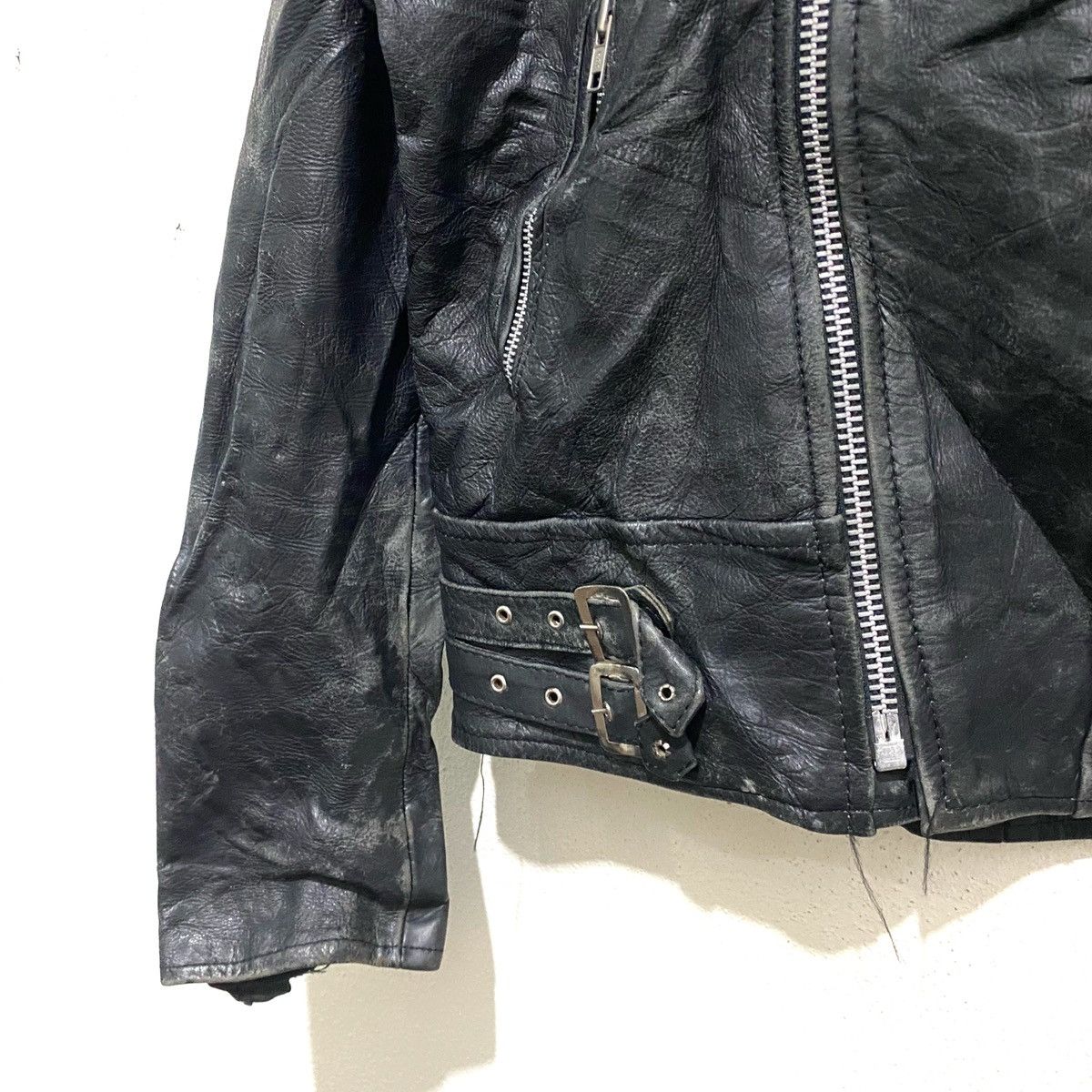 Vintage Vintage ECHTES LEDER Leather Biker Jacket Punk Double Collar Size US M / EU 48-50 / 2 - 3 Thumbnail