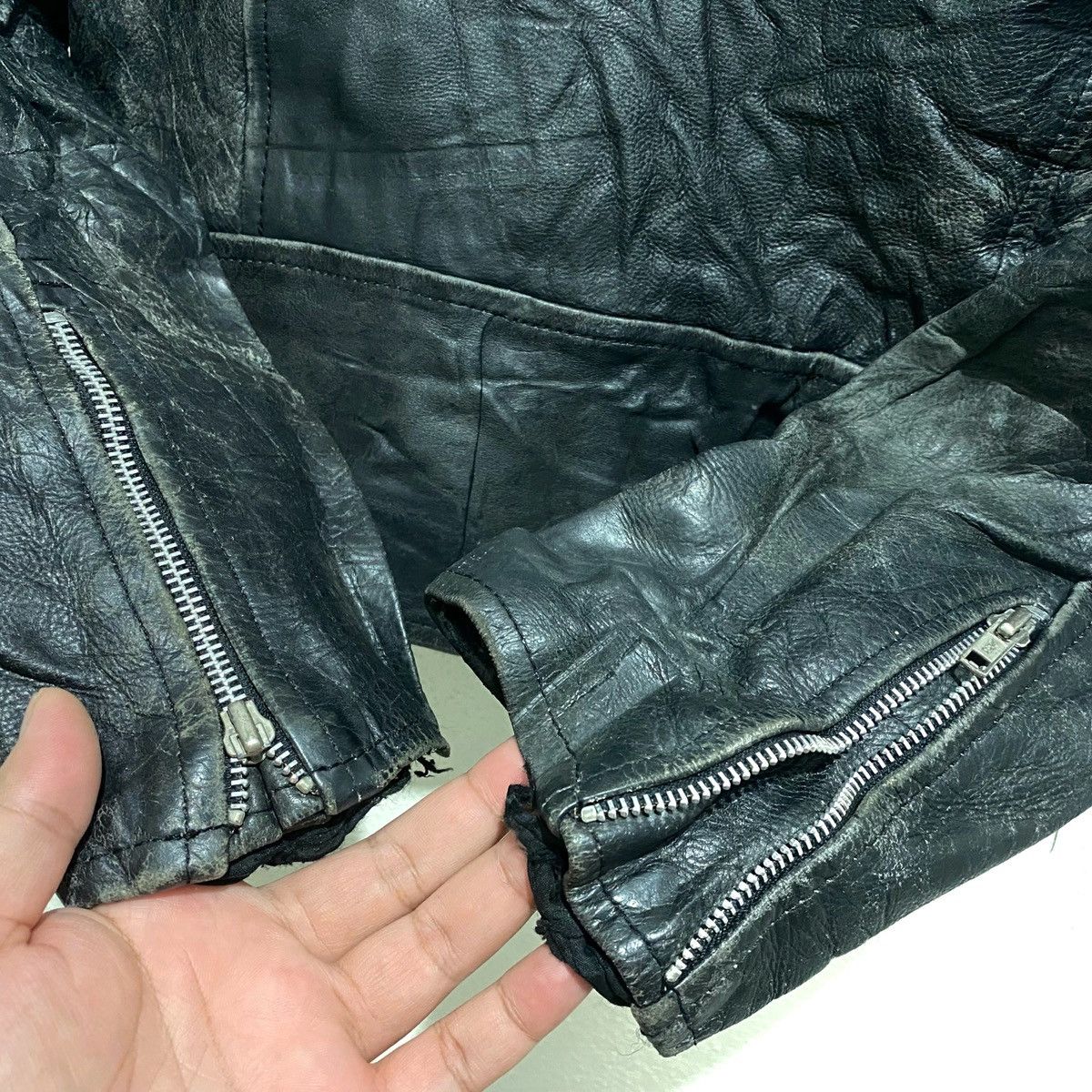 Vintage Vintage ECHTES LEDER Leather Biker Jacket Punk Double Collar Size US M / EU 48-50 / 2 - 6 Thumbnail