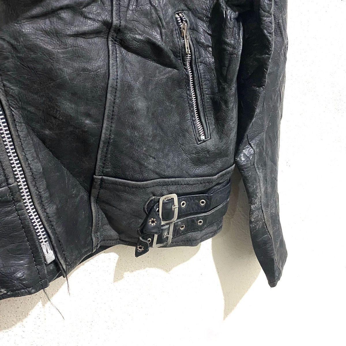 Vintage Vintage ECHTES LEDER Leather Biker Jacket Punk Double Collar Size US M / EU 48-50 / 2 - 4 Thumbnail