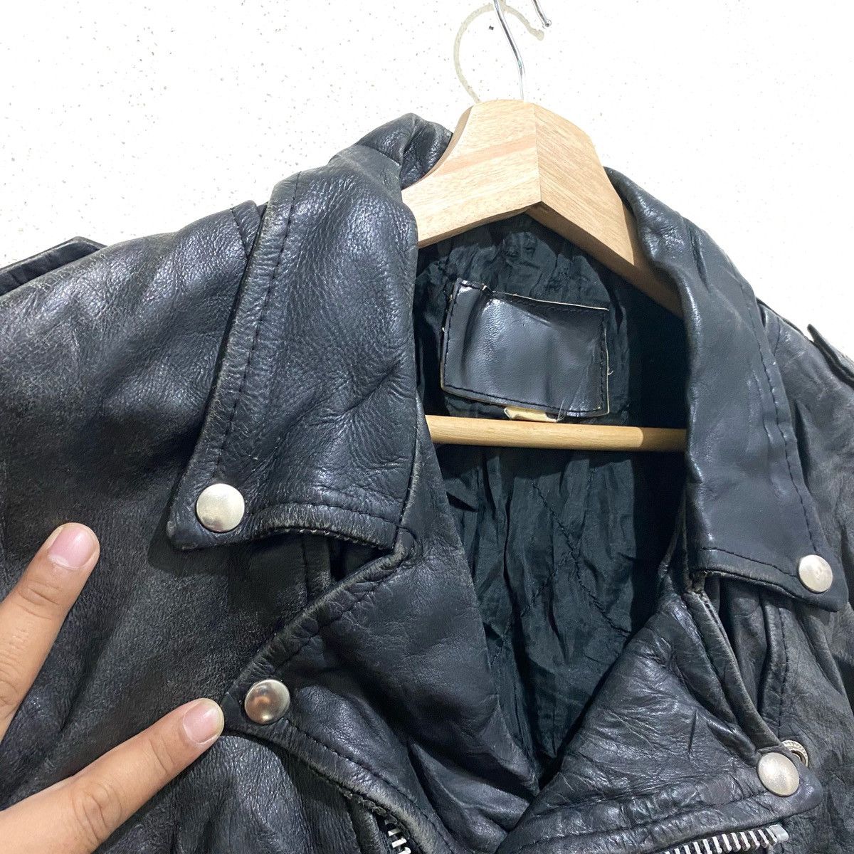 Vintage Vintage ECHTES LEDER Leather Biker Jacket Punk Double Collar Size US M / EU 48-50 / 2 - 2 Thumbnail