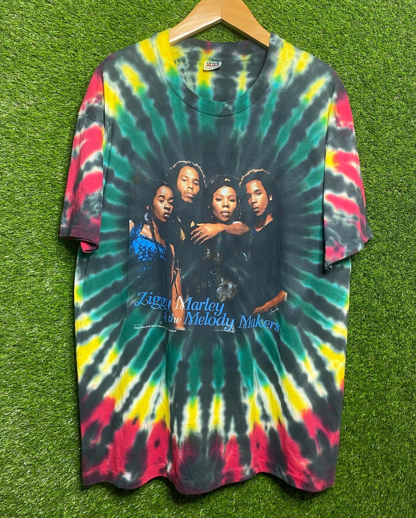 image of Rap Tees x Vintage Ziggy Marley And The Melody Makers 1995 Tee Shirt in Tie Dye, Men's (Size 2XL)