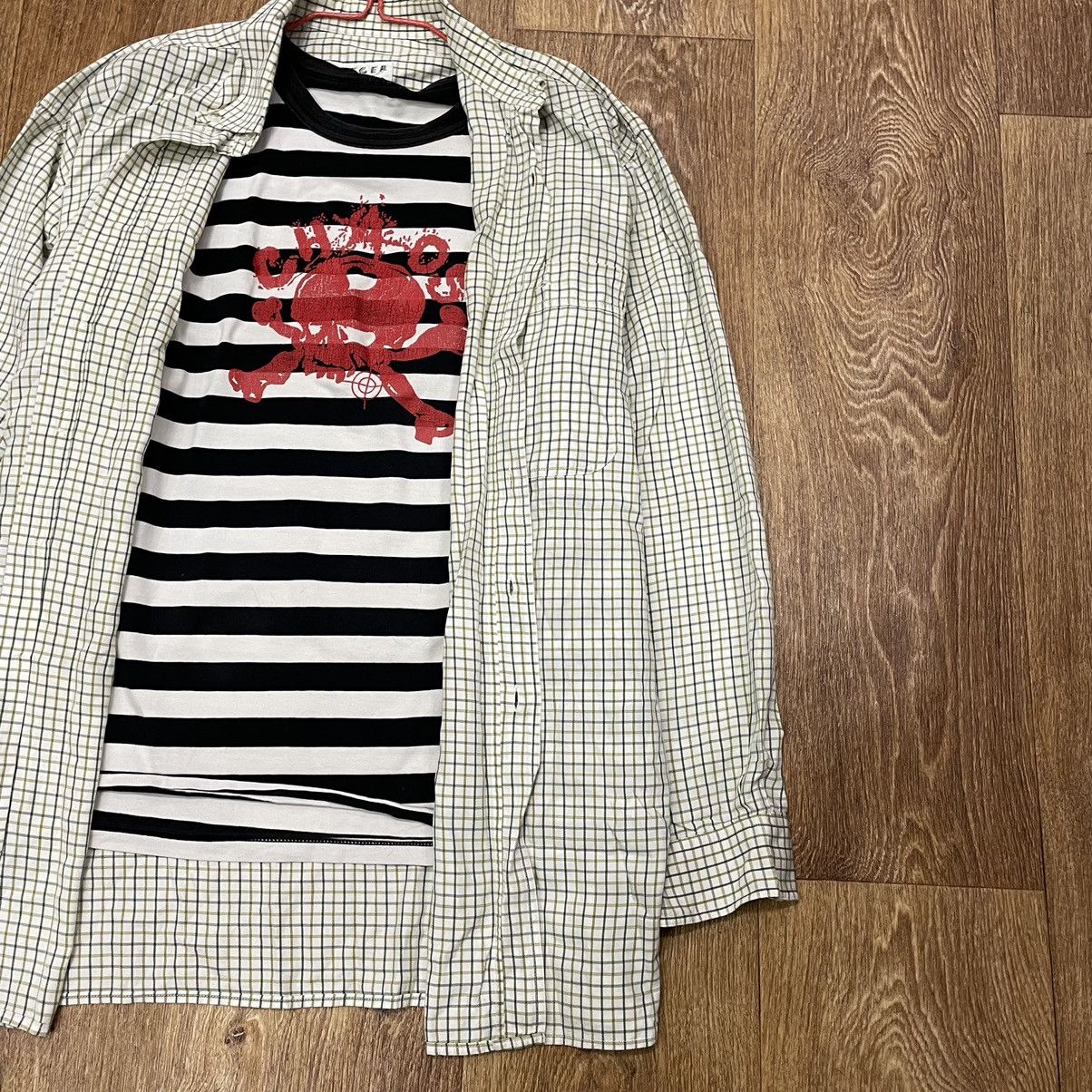 Vintage Vintage 90s Checkered Shirt Striped Graphic Tee Grunge L Size US L / EU 52-54 / 3 - 2 Thumbnail