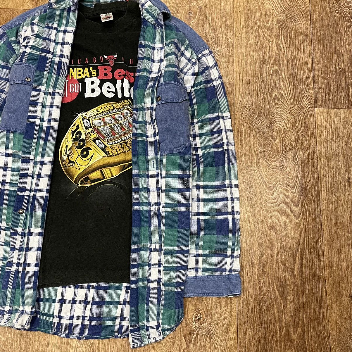 Vintage Vintage 90s Checkered Shirt Boxy Oversized Grunge Blue L Size US L / EU 52-54 / 3 - 3 Thumbnail