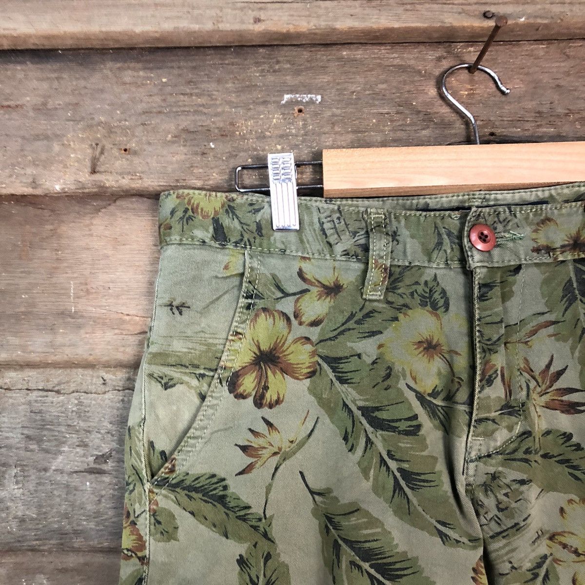 Japanese Brand DLL For One Flower Green Cargo Multipocket Pants #1498 Size US 30 / EU 46 - 6 Thumbnail