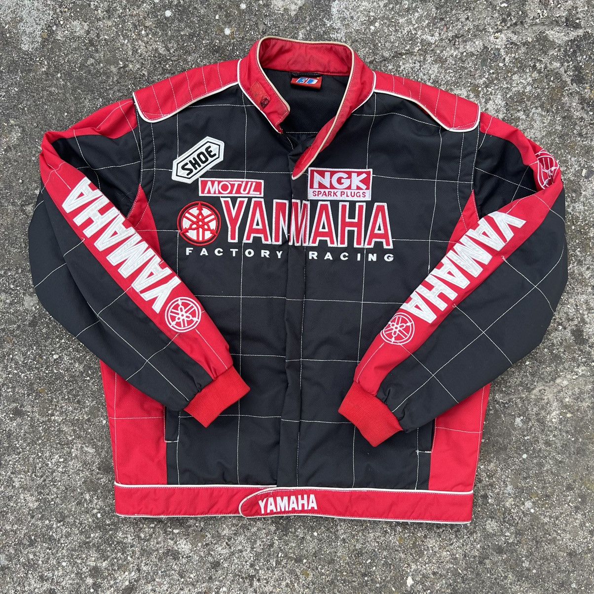 image of Genuine Leather x Racing Yamaha Vintage 90's Racing Jacket Motorsport Black, Men's (Size XL)