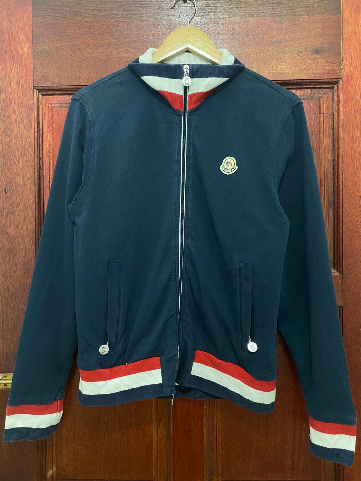 Pre-owned Moncler Vintage  Tricolour Sweater Jacket In Blue