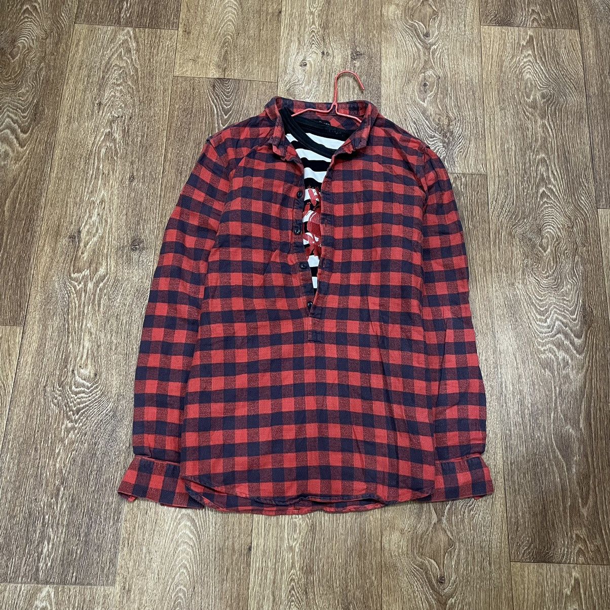 Vintage Vintage 90s Red Navy Checkered Shirt Grunge Skate Bleached L Size US L / EU 52-54 / 3 - 1 Thumbnail