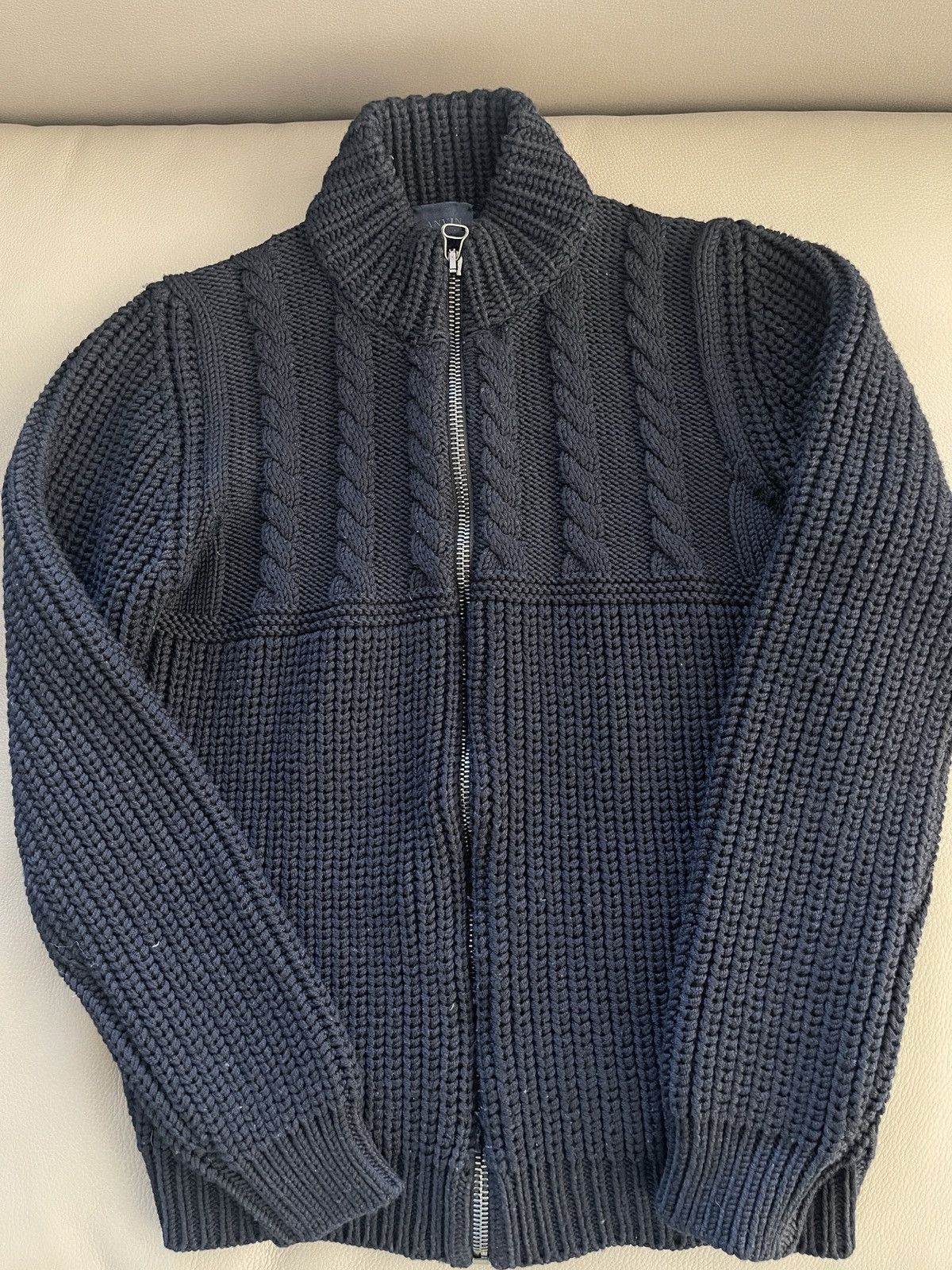Cable knit chunky wool cardigan