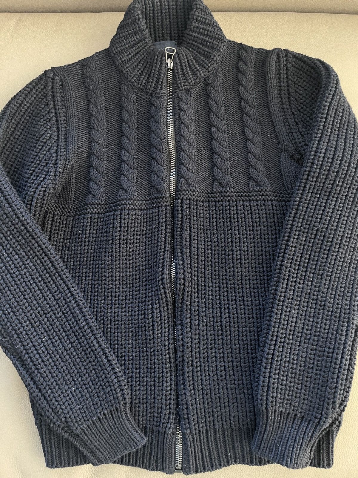 Cable knit chunky wool cardigan