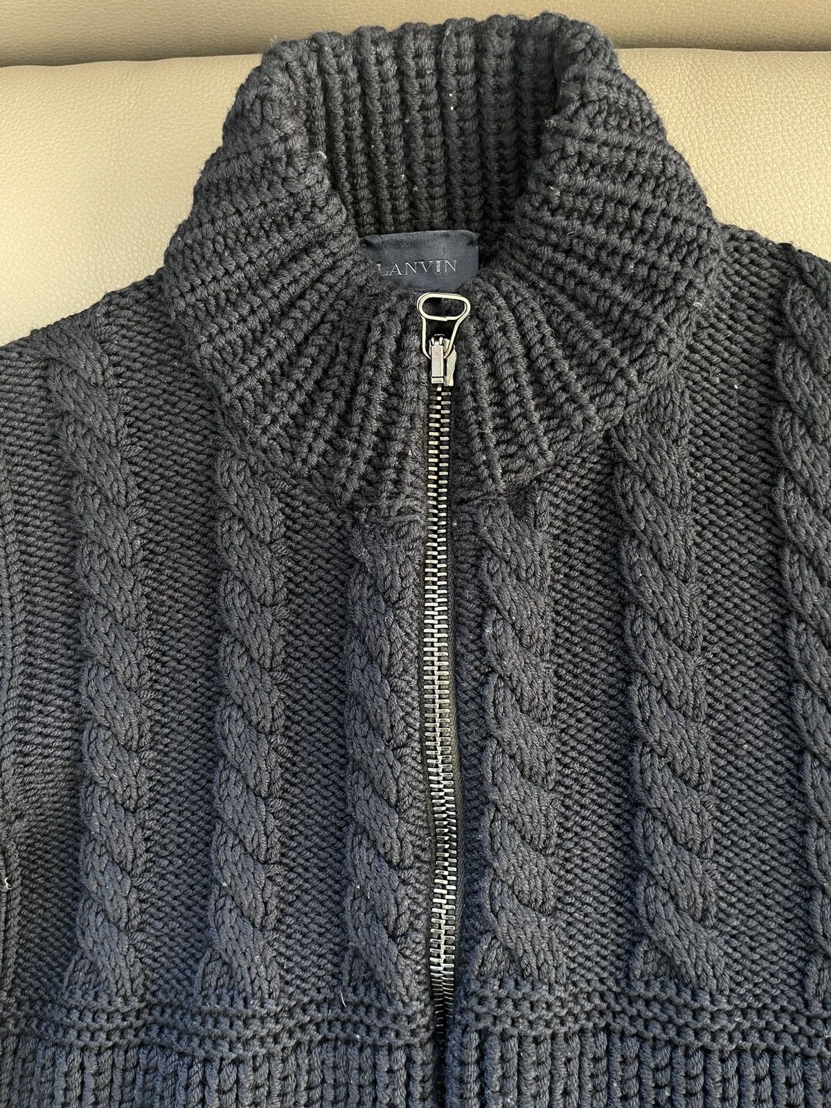Cable knit chunky wool cardigan