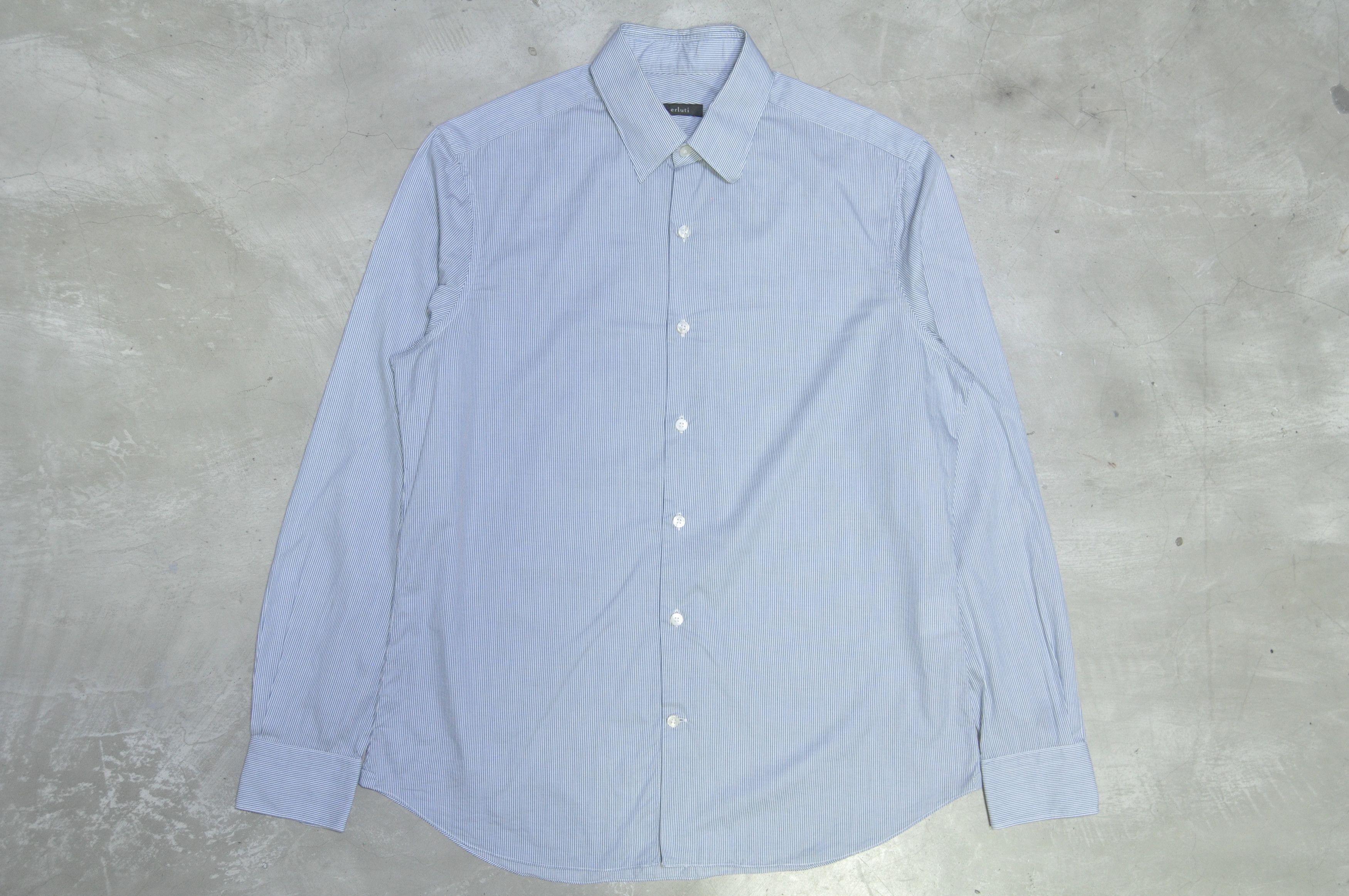 image of Berluti - Haider Ackermann - Pinstripe Dress Shirt in Light Blue, Men's (Size Large)