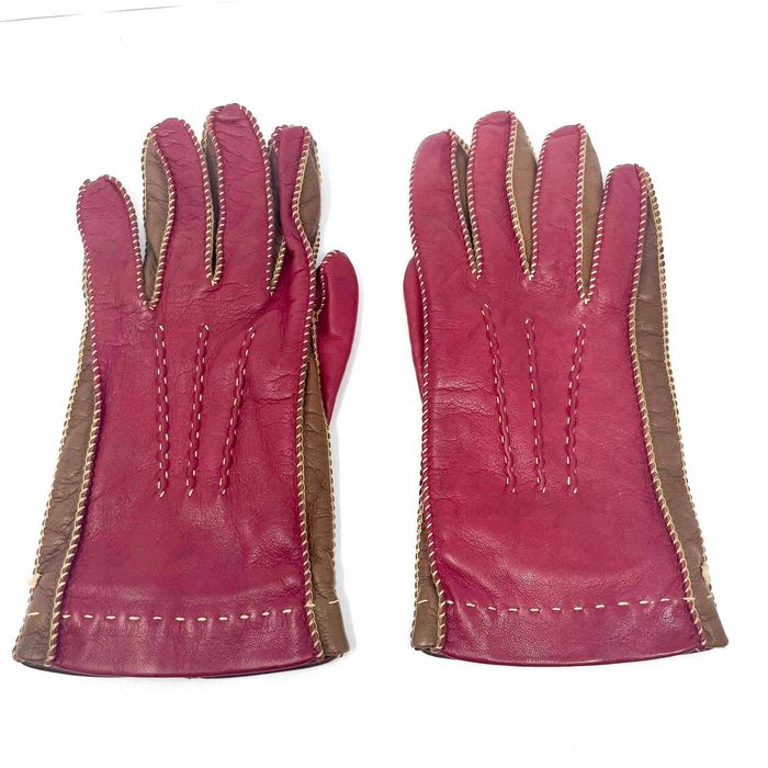 Vintage 90s LORA PIANA Vintage Red Brown Leather Gloves | Grailed