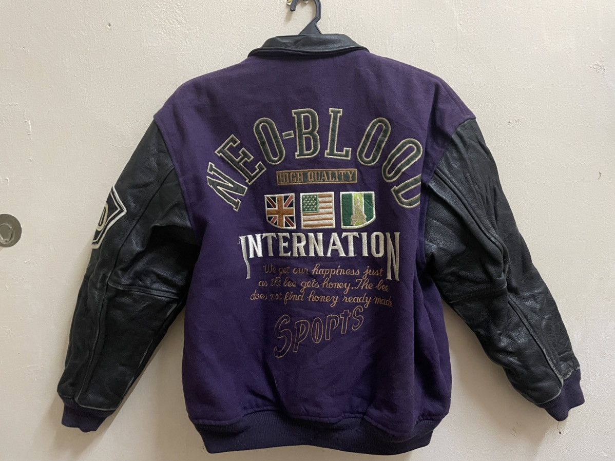 Vintage Neoblood Japanese Varsity Wool Leather Jacket Size US M / EU 48-50 / 2 - 1 Thumbnail