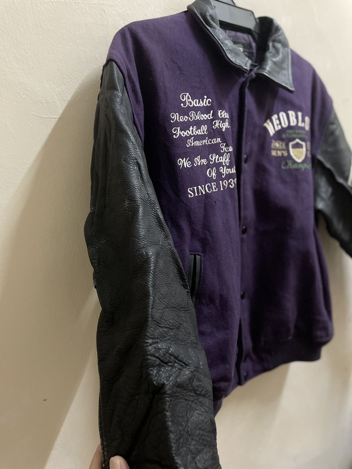 Vintage Neoblood Japanese Varsity Wool Leather Jacket Size US M / EU 48-50 / 2 - 7 Thumbnail