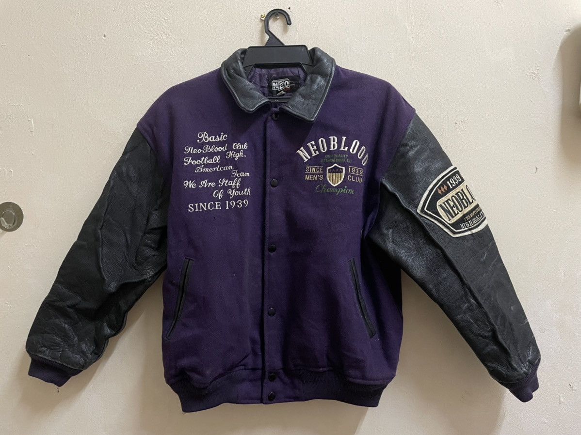 Vintage Neoblood Japanese Varsity Wool Leather Jacket Size US M / EU 48-50 / 2 - 2 Thumbnail