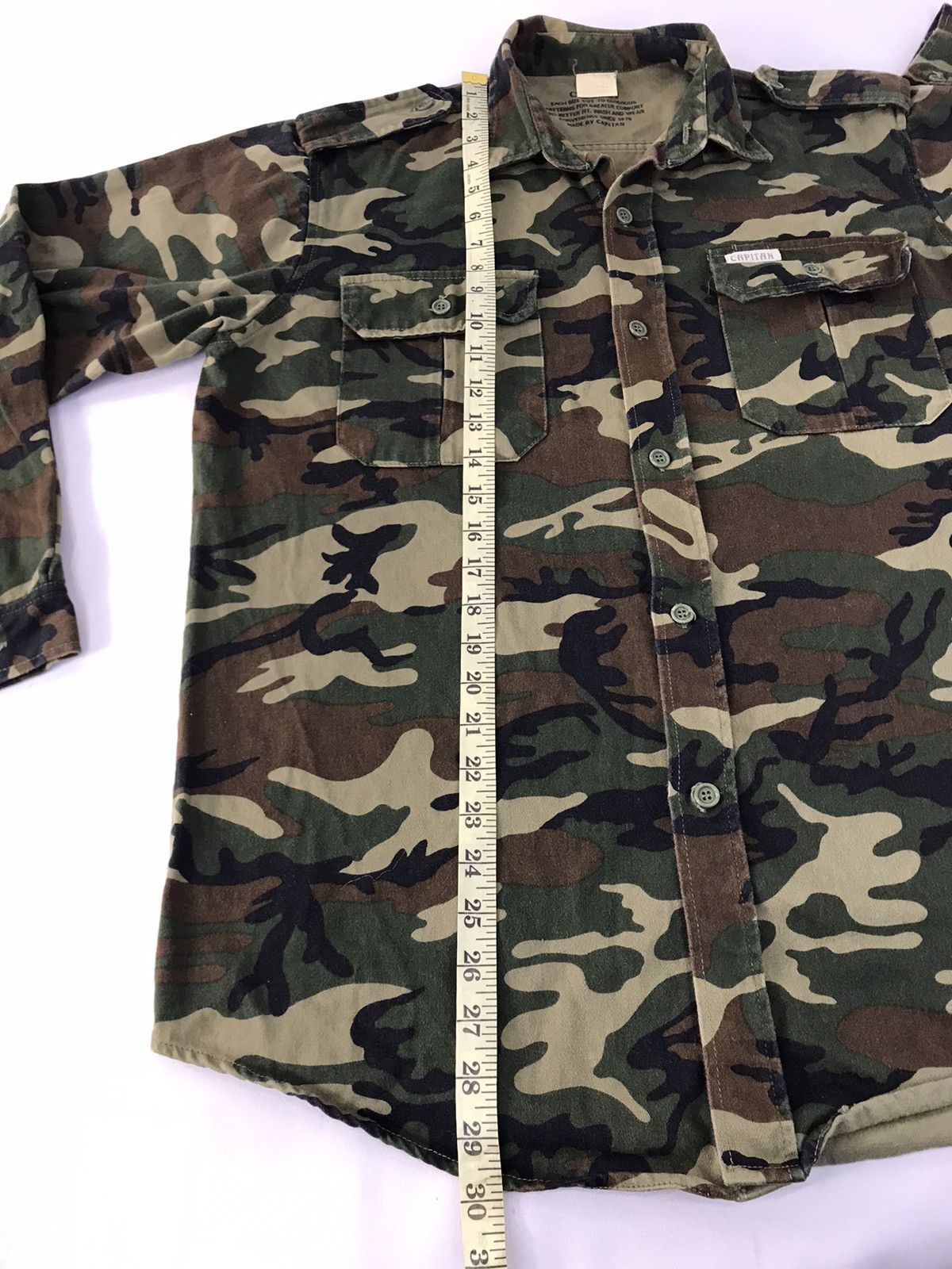 Japanese Brand Capitan Camouflage Button Up Shirt Pockets Green Military Size US XL / EU 56 / 4 - 10 Thumbnail