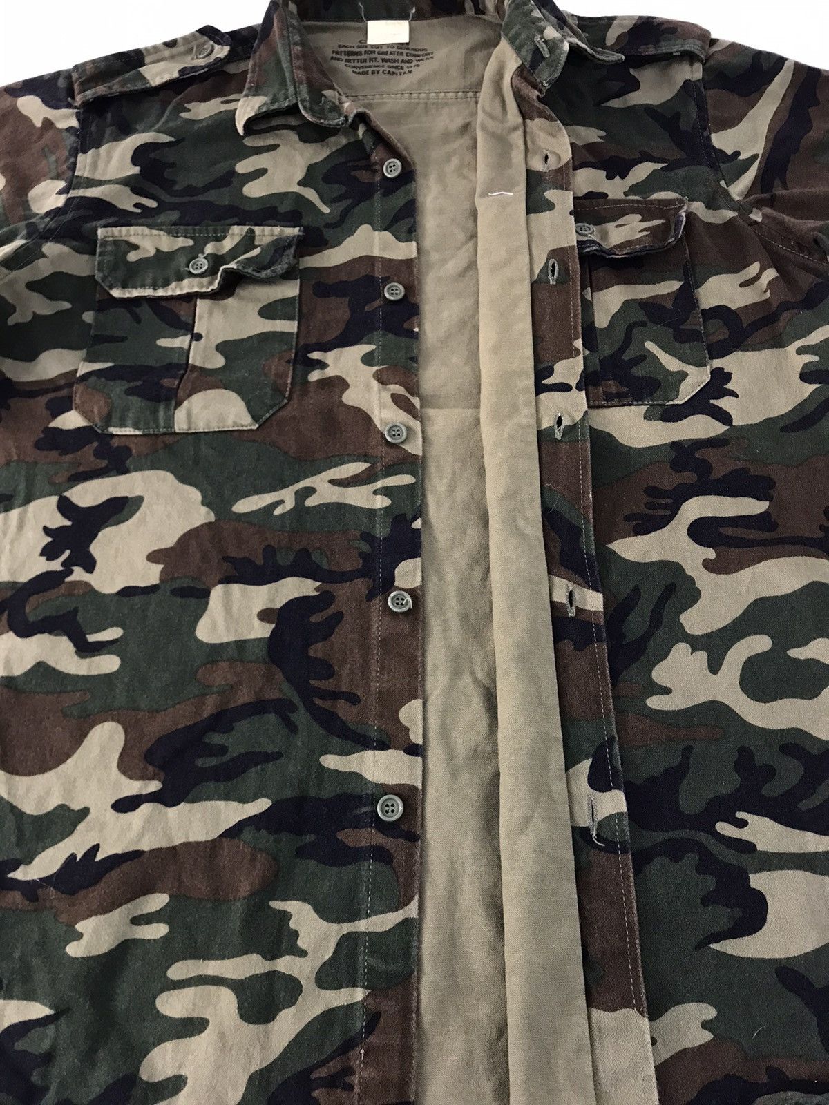Japanese Brand Capitan Camouflage Button Up Shirt Pockets Green Military Size US XL / EU 56 / 4 - 5 Thumbnail