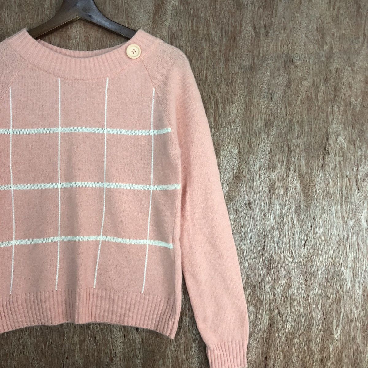Homespun Knitwear × Japanese Brand Maria Claire Peach checkered Knitwear #6045 Size M / US 6-8 / IT 42-44 - 5 Thumbnail