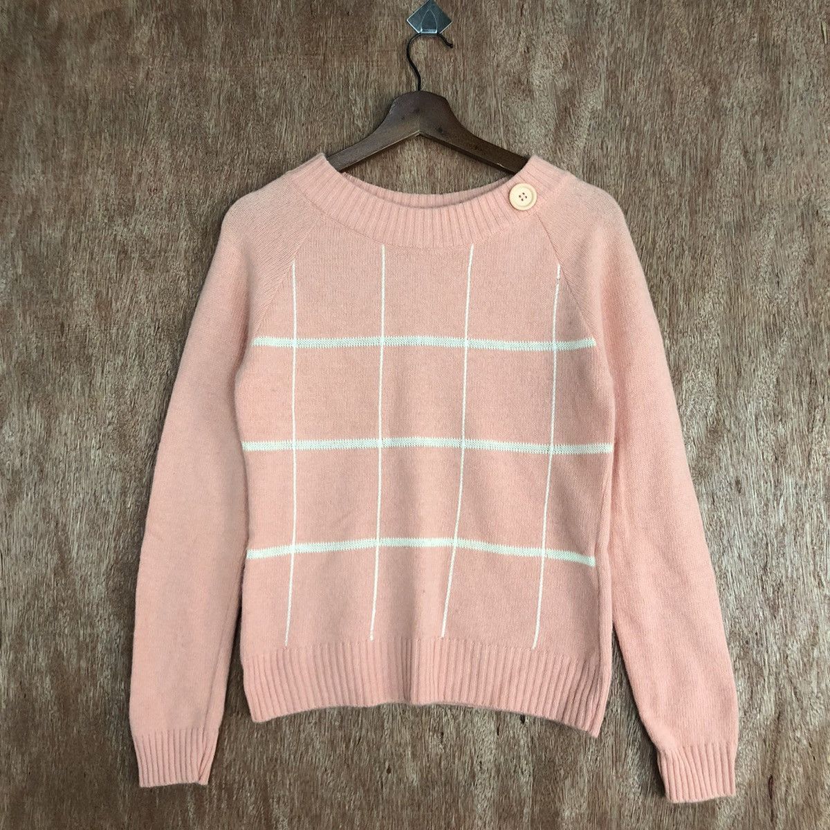 Homespun Knitwear × Japanese Brand Maria Claire Peach checkered Knitwear #6045 Size M / US 6-8 / IT 42-44 - 3 Thumbnail