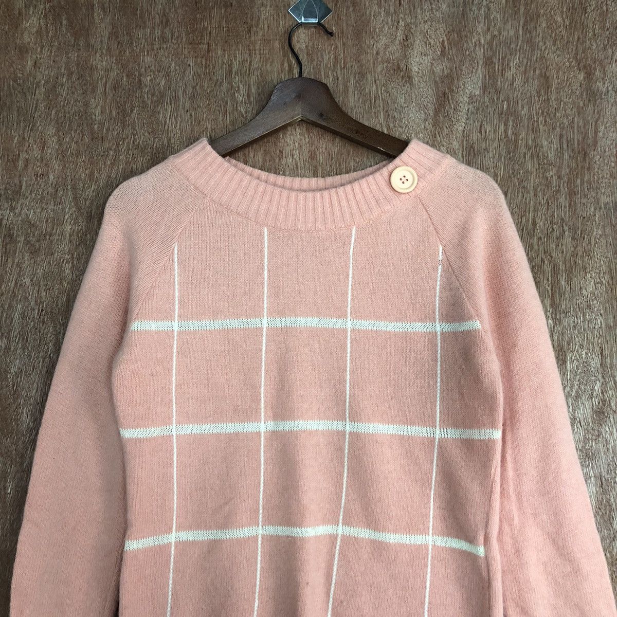 Homespun Knitwear × Japanese Brand Maria Claire Peach checkered Knitwear #6045 Size M / US 6-8 / IT 42-44 - 8 Thumbnail
