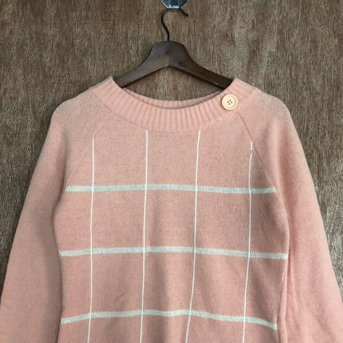 Homespun Knitwear × Japanese Brand Maria Claire Peach checkered Knitwear #6045 Size M / US 6-8 / IT 42-44 - 2 Thumbnail