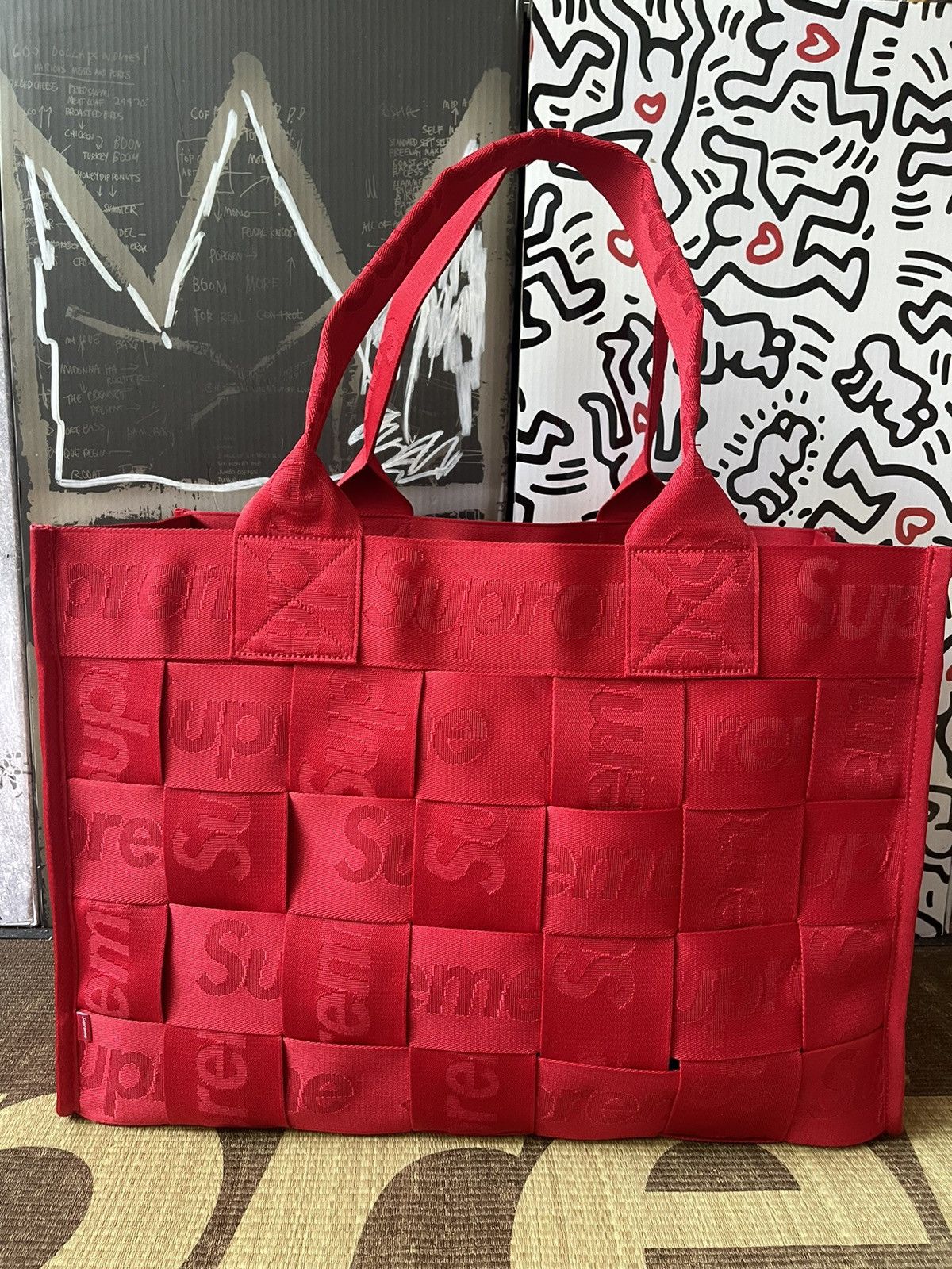 Supreme Supreme Woven Large Tote Red | Grailed