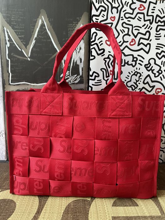 Supreme Supreme Woven Large Tote Red | Grailed