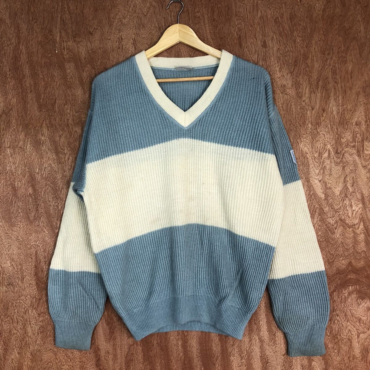 Vintage DLL Portobello's Blue White italy designer Knitwear #c610 Size US L / EU 52-54 / 3 - 3 Thumbnail