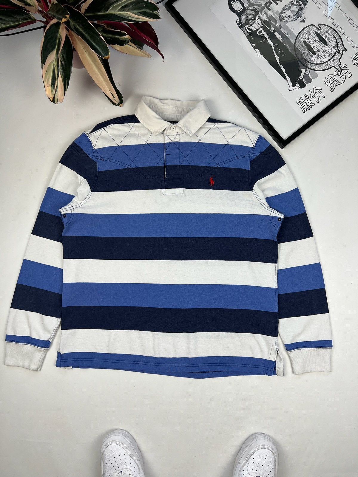 Polo Ralph Lauren Mans Rugby Polo Ralph Lauren Striped Vintage Hype Streetwear Size US L / EU 52-54 / 3 - 1 Thumbnail
