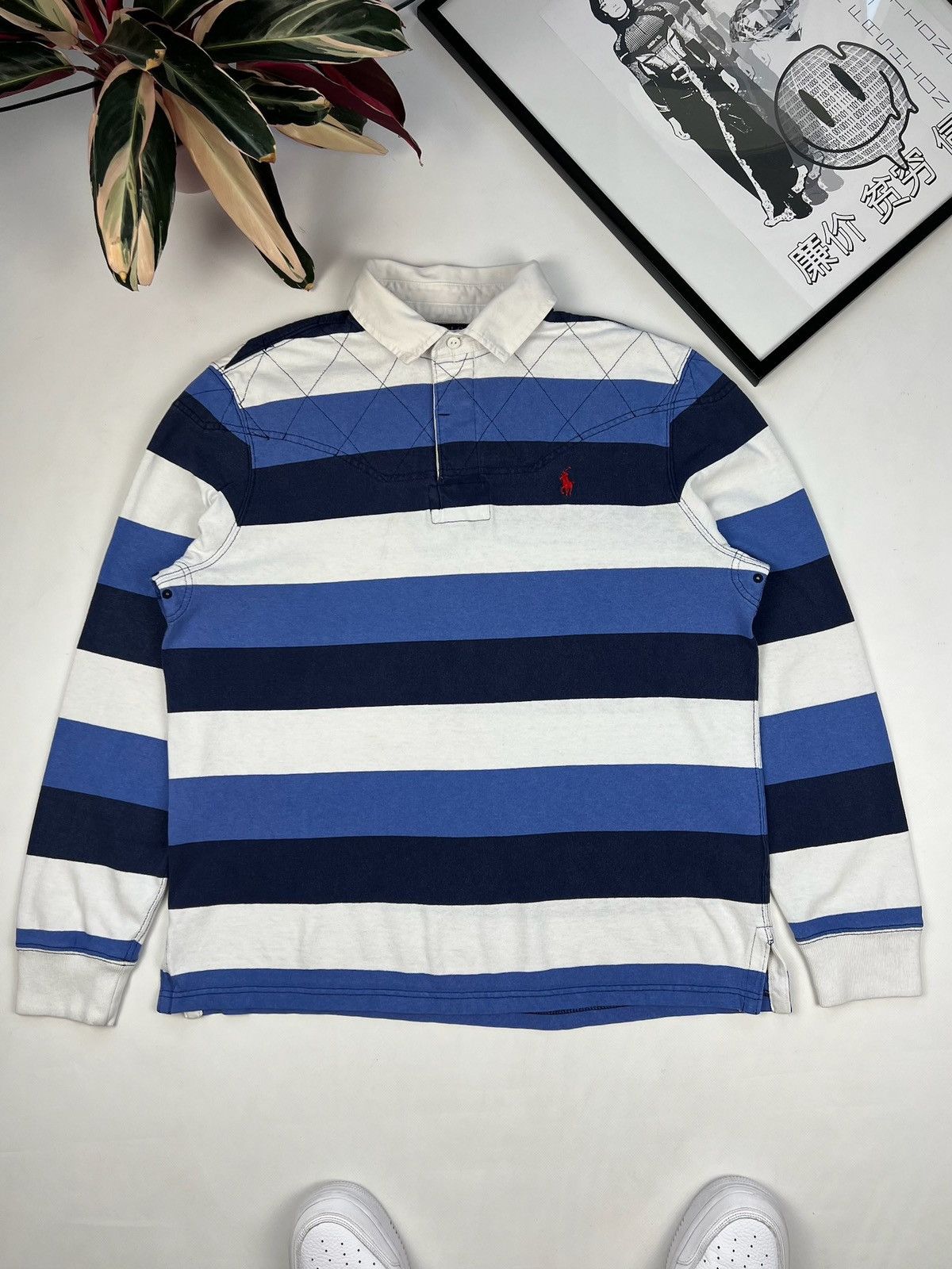 Polo Ralph Lauren Mans Rugby Polo Ralph Lauren Striped Vintage Hype Streetwear Size US L / EU 52-54 / 3 - 4 Thumbnail