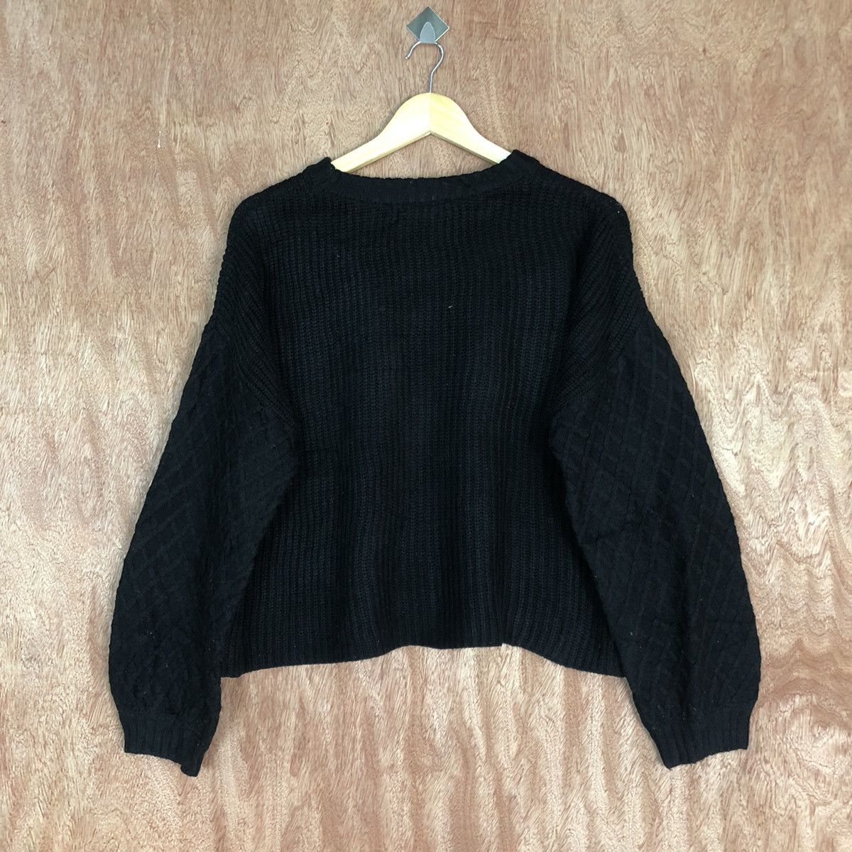 Homespun Knitwear × Japanese Brand DL Ray Cassin Black Flower art cable Knitwear #c596 Size US M / EU 48-50 / 2 - 10 Thumbnail