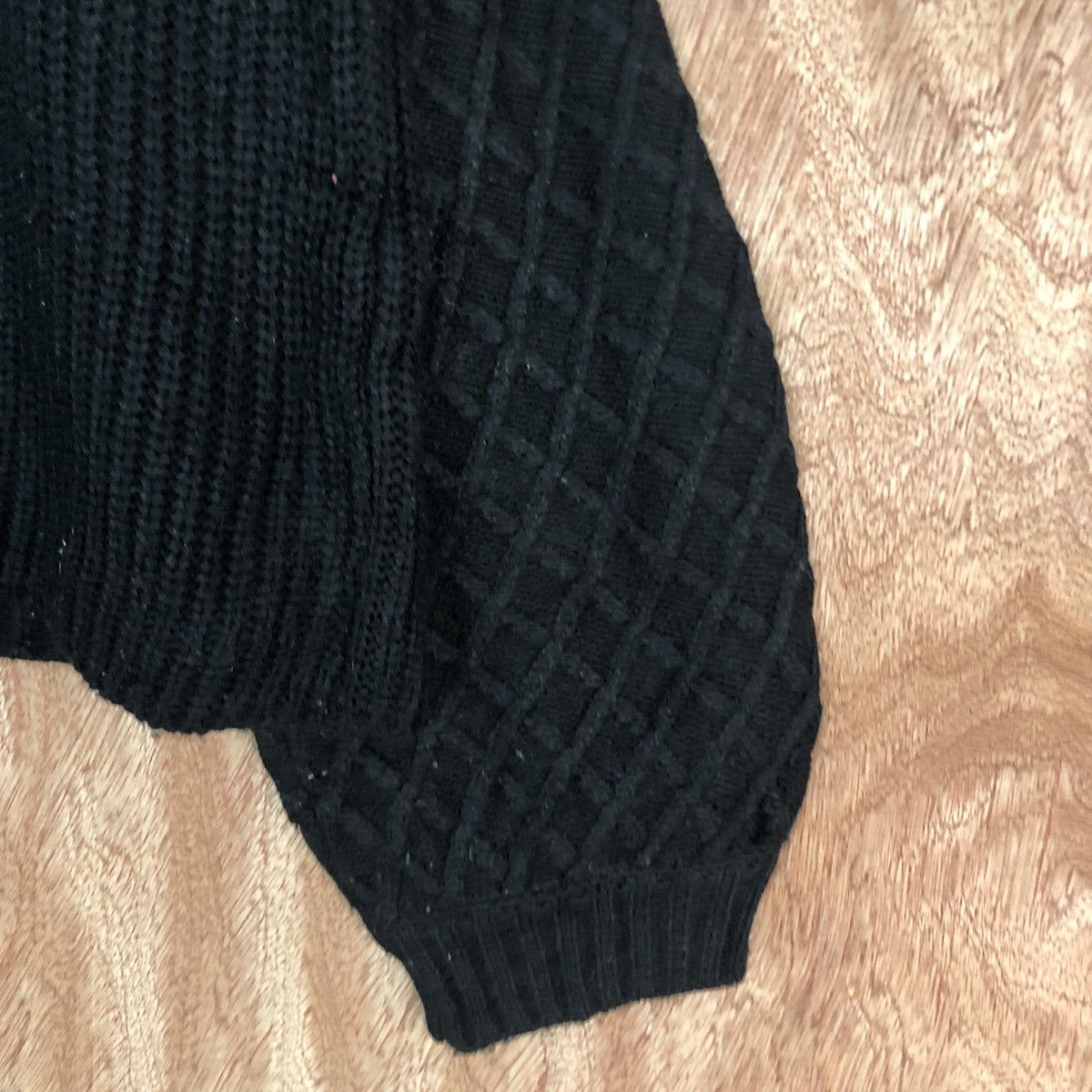 Homespun Knitwear × Japanese Brand DL Ray Cassin Black Flower art cable Knitwear #c596 Size US M / EU 48-50 / 2 - 4 Thumbnail
